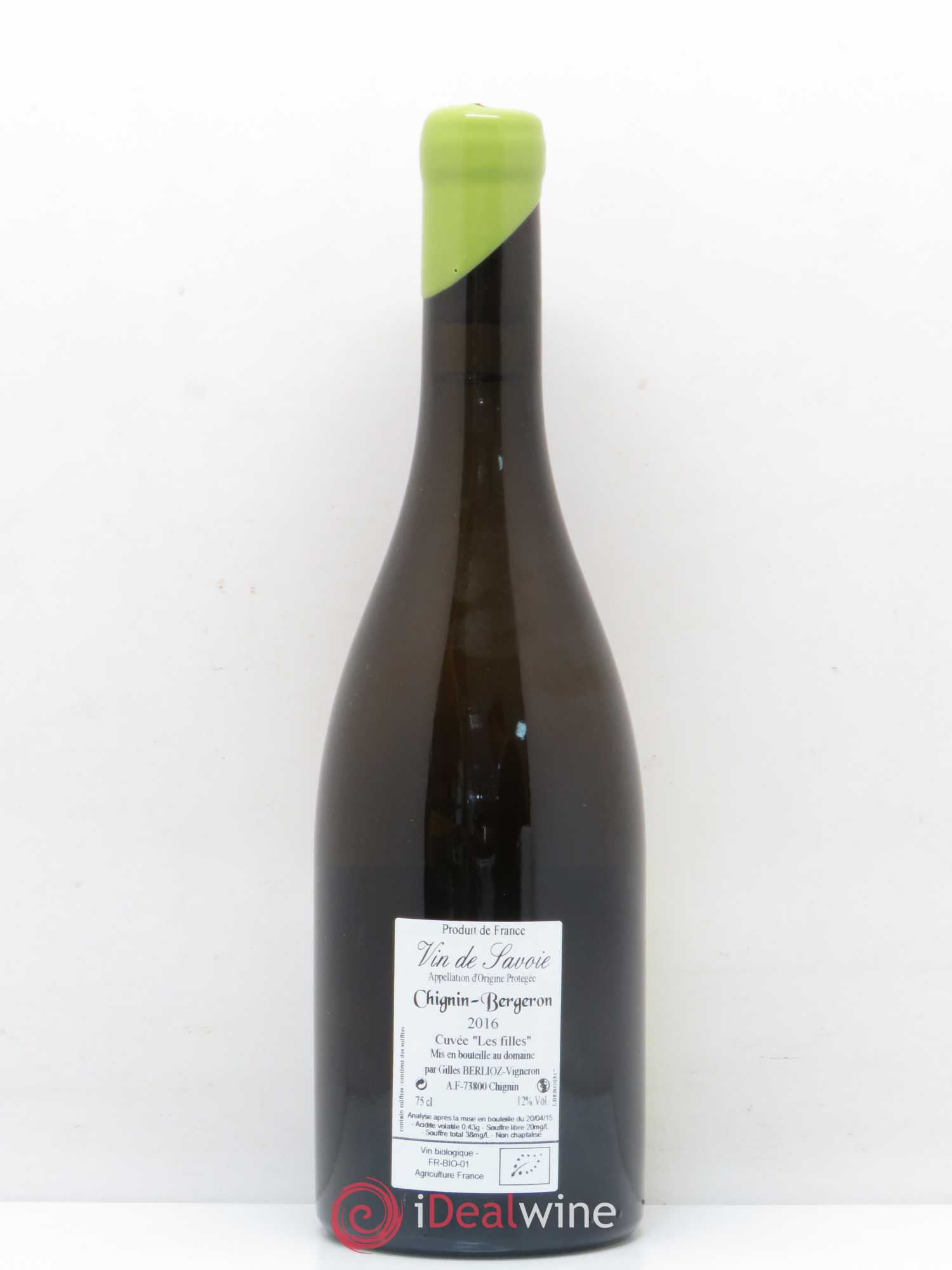 Vin de Savoie Chignin-Bergeron Les Filles Gilles Berlioz 2016 - Lot de 1 bouteille - 1