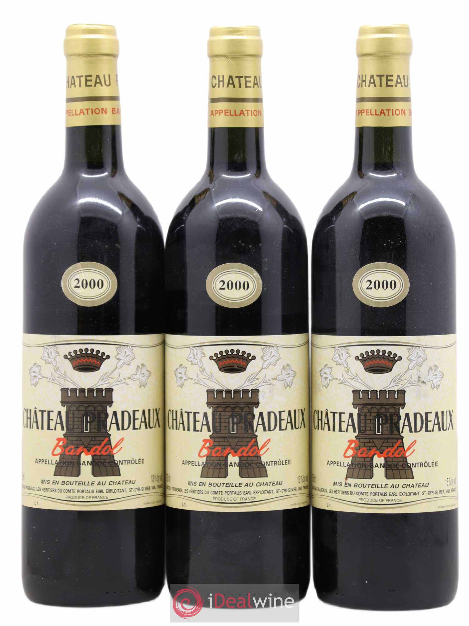 Bandol Château Pradeaux Famille Portalis 2000 - Lot de 3 bouteilles - 0