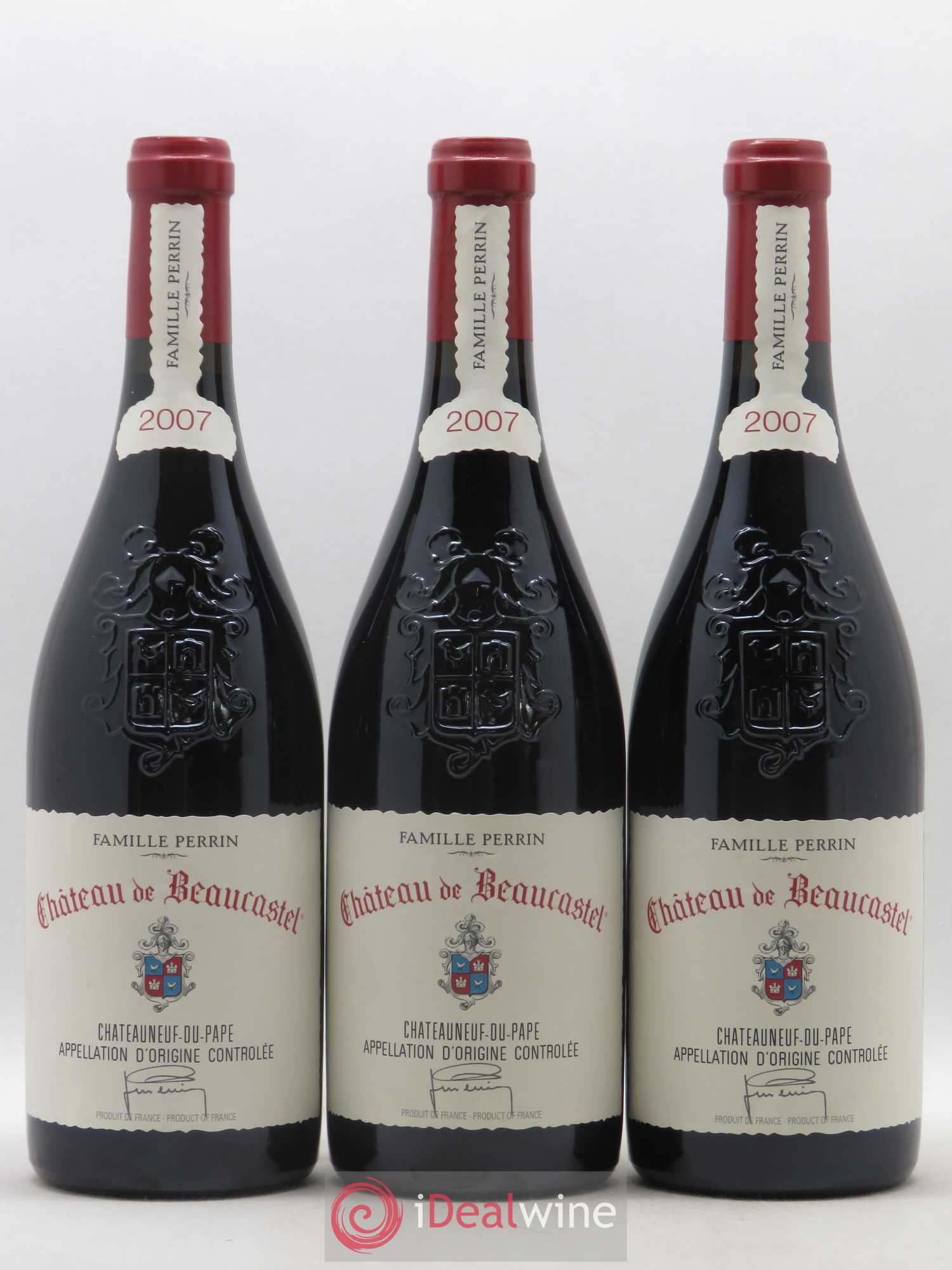 Châteauneuf-du-Pape Château de Beaucastel Famille Perrin 2007 - Lot de 3 bouteilles - 0