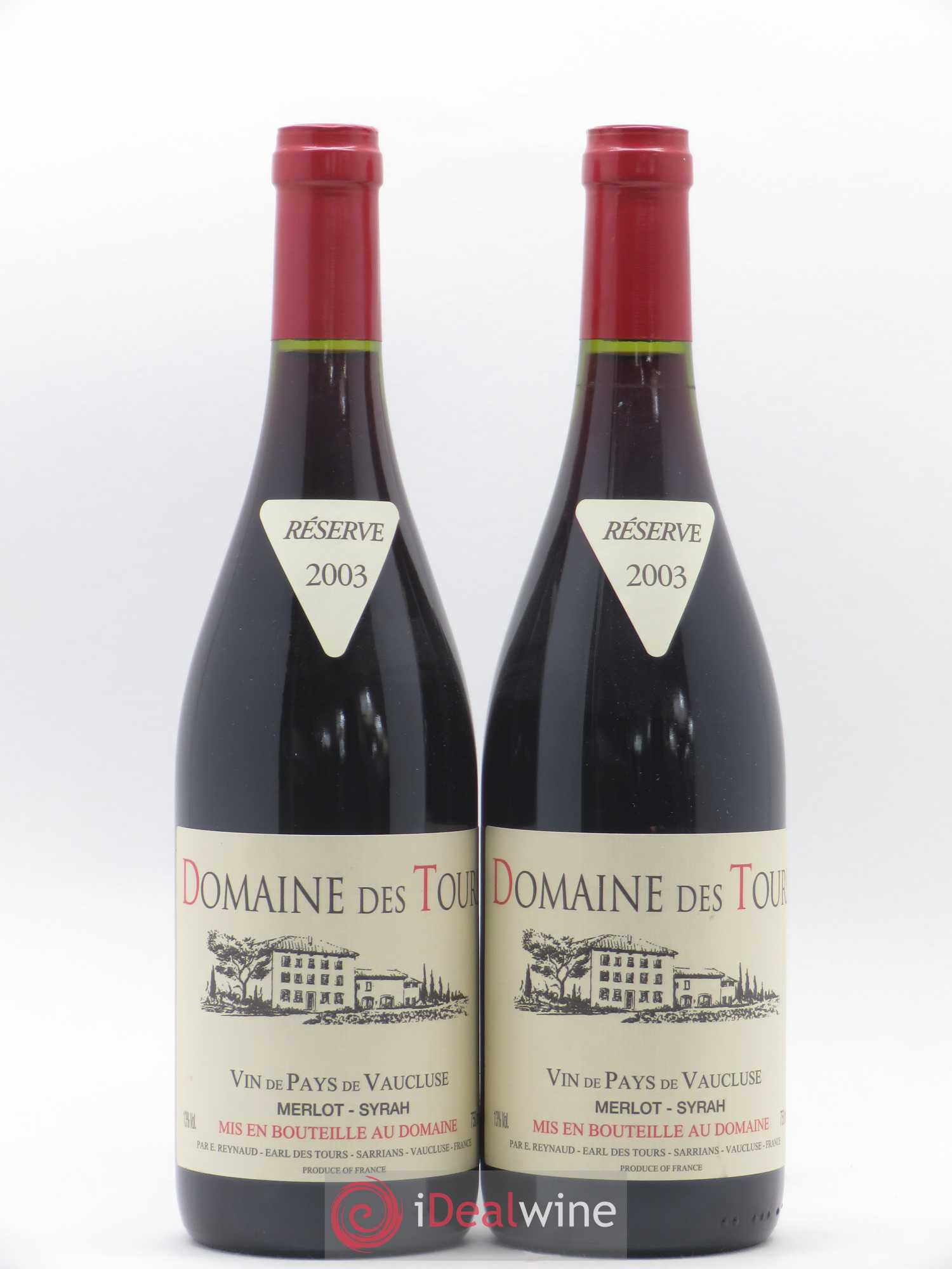 Vaucluse Domaine des Tours Merlot-Syrah Emmanuel Reynaud 2003 - Lot de 2 bouteilles - 0