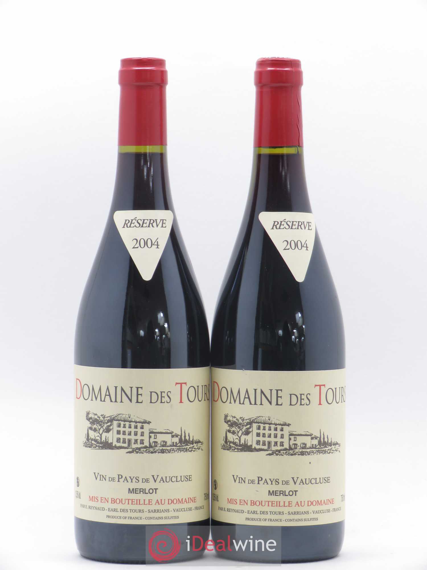 Vaucluse Domaine des Tours Merlot Emmanuel Reynaud 2004 - Lot de 2 bouteilles - 0