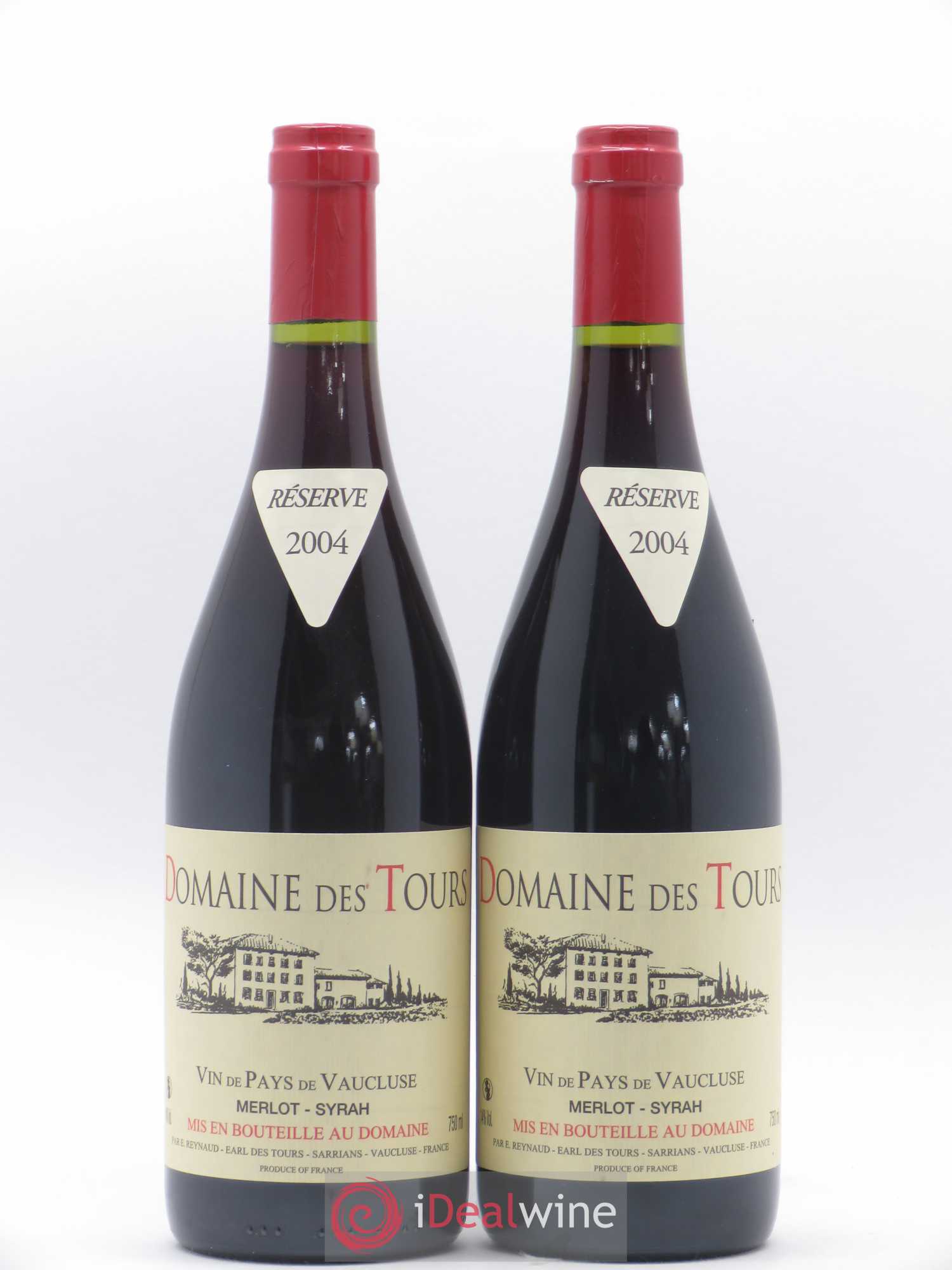 Vaucluse Domaine des Tours Merlot-Syrah Emmanuel Reynaud 2004 - Lot de 2 bouteilles - 0