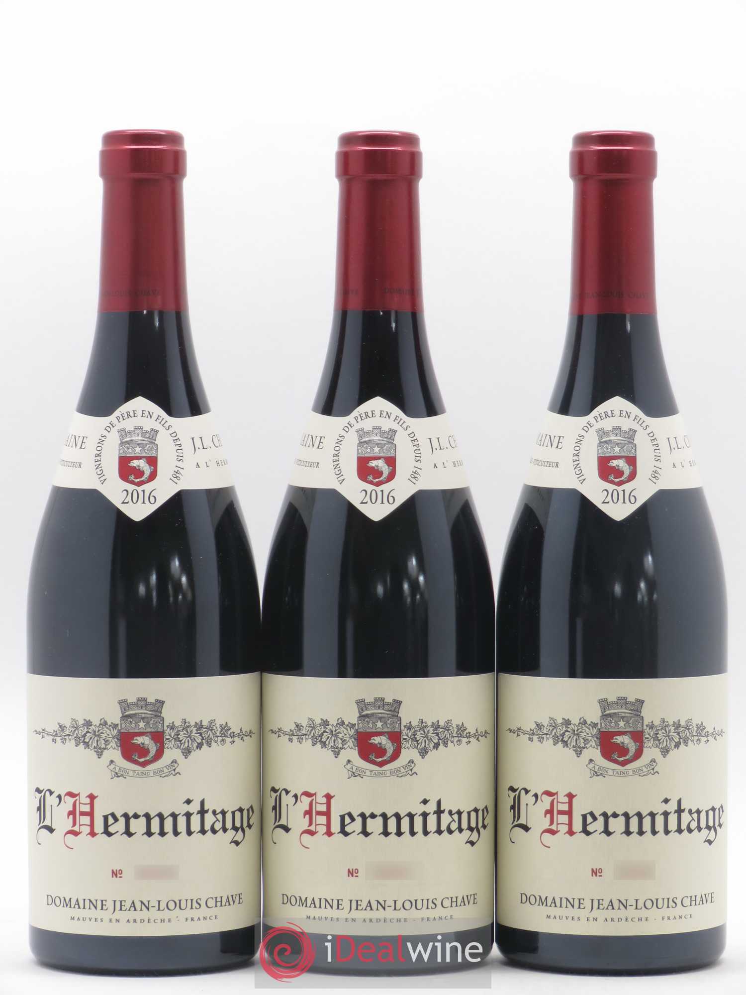 Hermitage Jean-Louis Chave 2016 - Lot de 3 bouteilles - 0