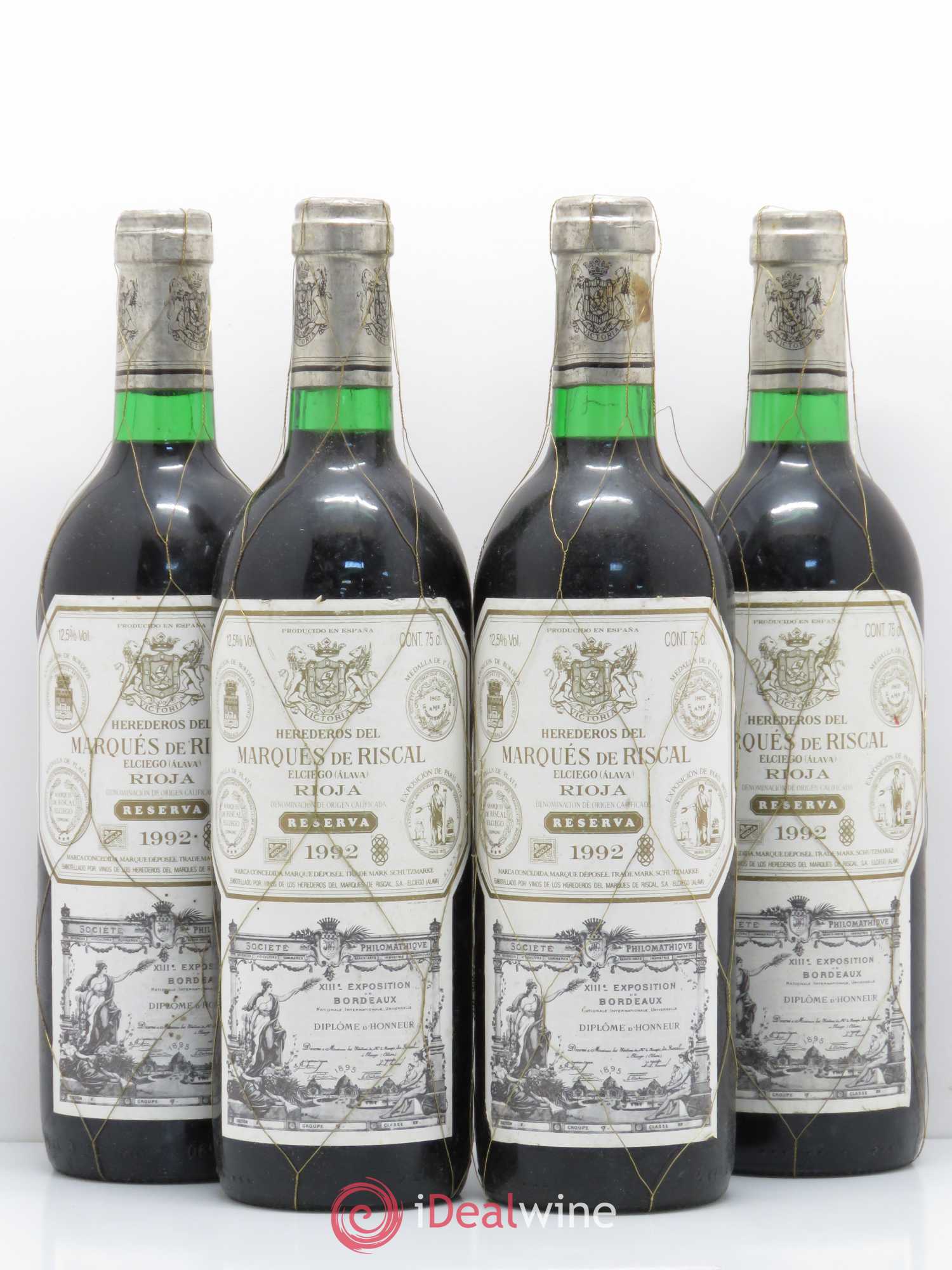 Rioja DOCA Reserva Marqués de Riscal 1992 - Lot of 4 bottles - 0