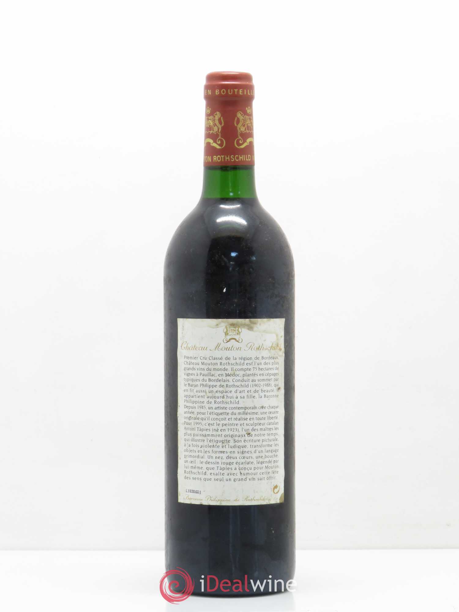 Château Mouton Rothschild 1er Grand Cru Classé 1995 - Lot de 1 bouteille - 1