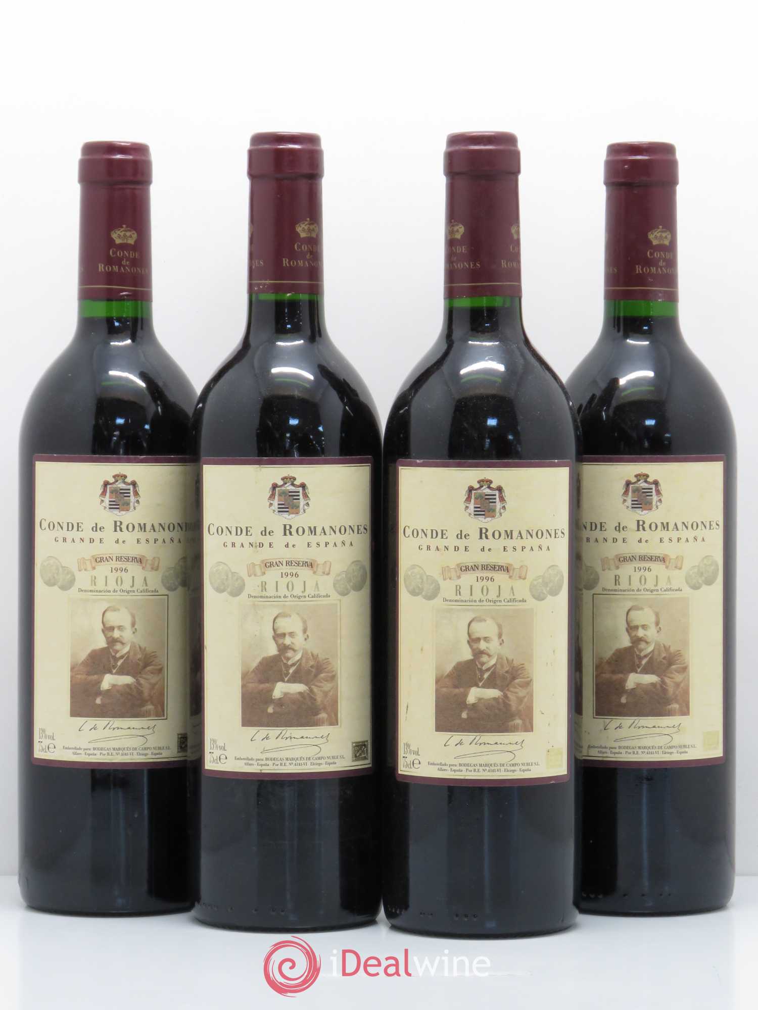 Rioja DOCA Conde Romanones Gran Reserva (sans prix de réserve) 1996 - Posten von 4 Flaschen - 0