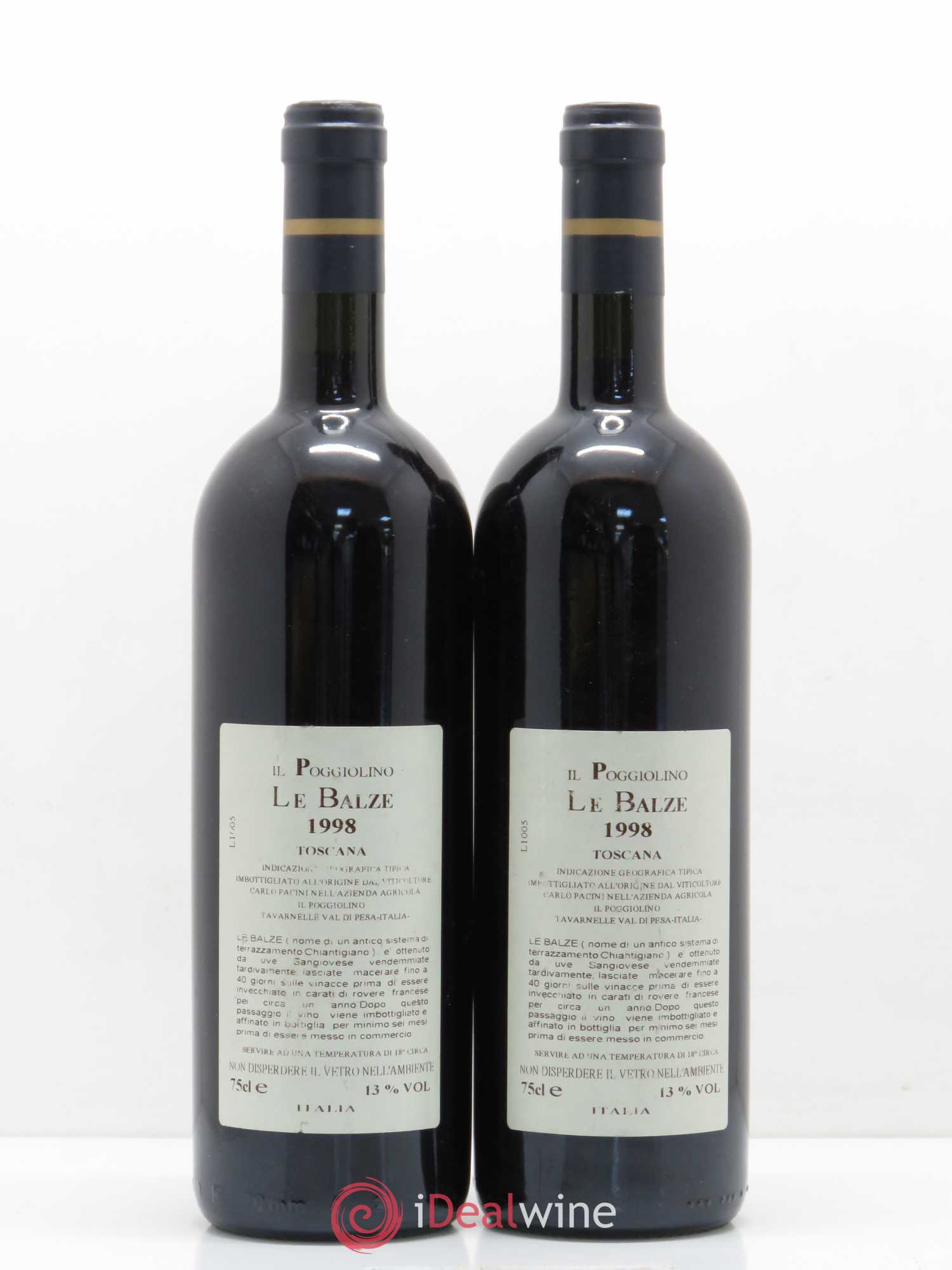 Italie Il Poggiolino Le Balze (sans prix de réserve) 1998 - Posten von 2 Flaschen - 1