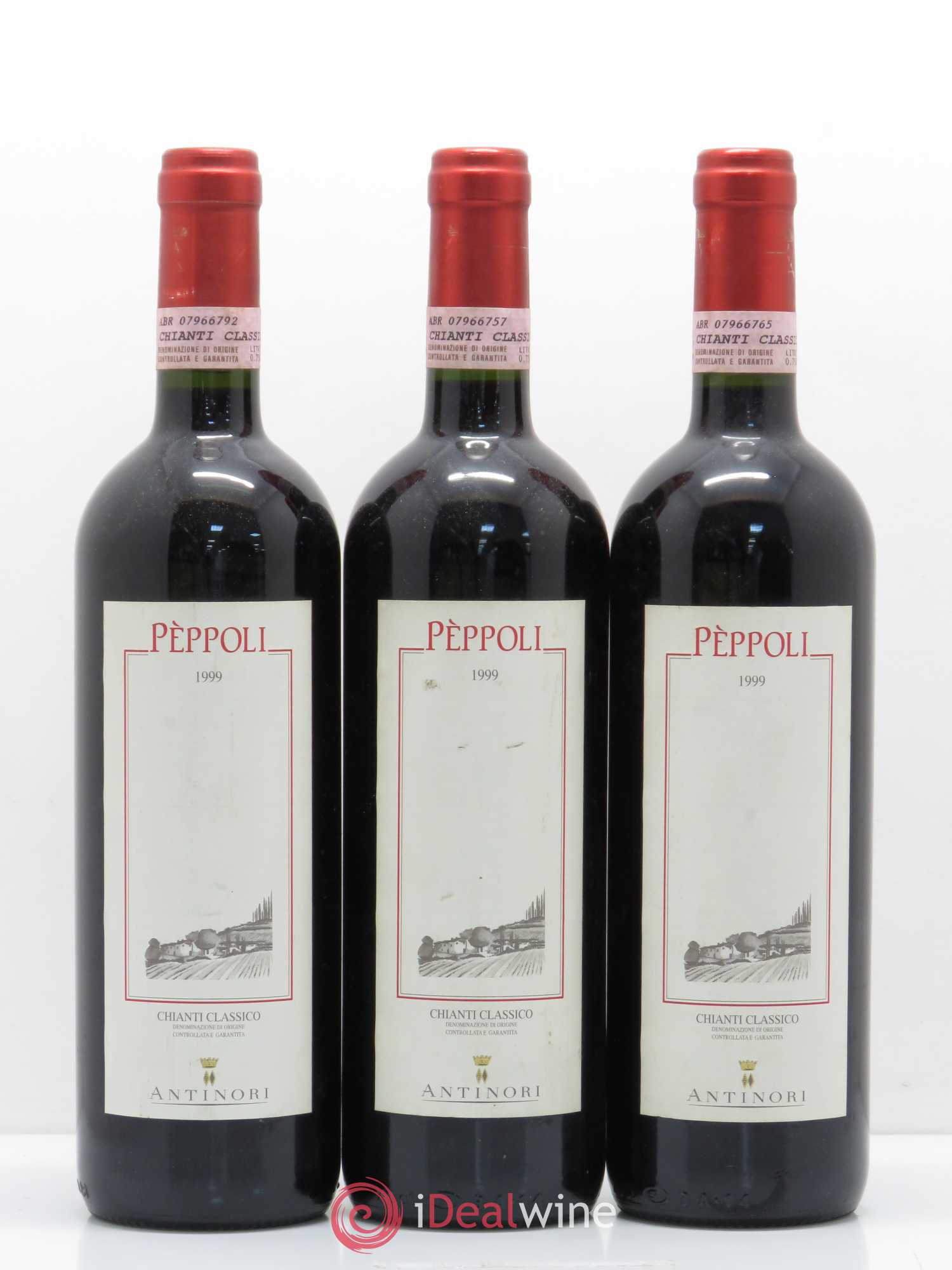Chianti Classico Piero Antinori DOCG Peppoli Marchesi Antinori 1999 - Lot de 3 bouteilles - 0