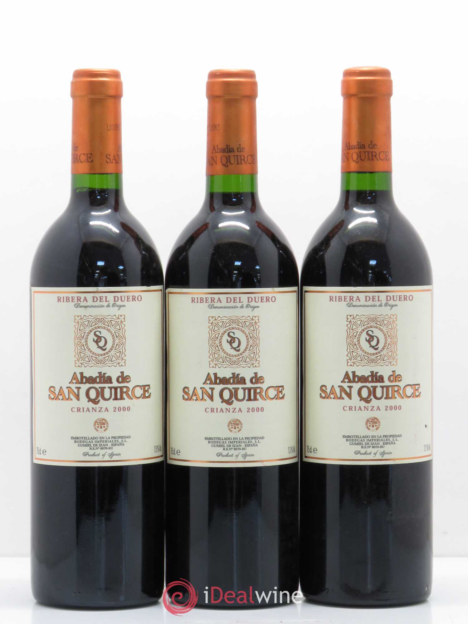 Ribera Del Duero DO Abadia de San Quirce Crianza 2000 - Posten von 3 Flaschen - 0