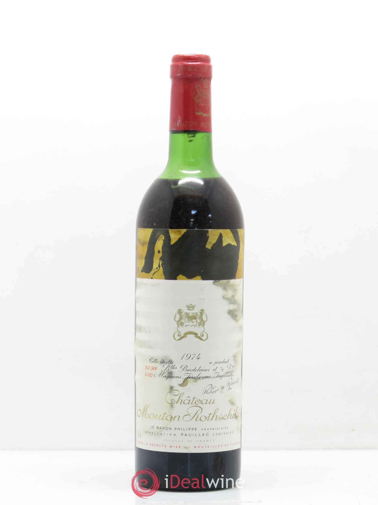 Château Mouton Rothschild 1er Grand Cru Classé 1974 - Lot de 1 bouteille - 0