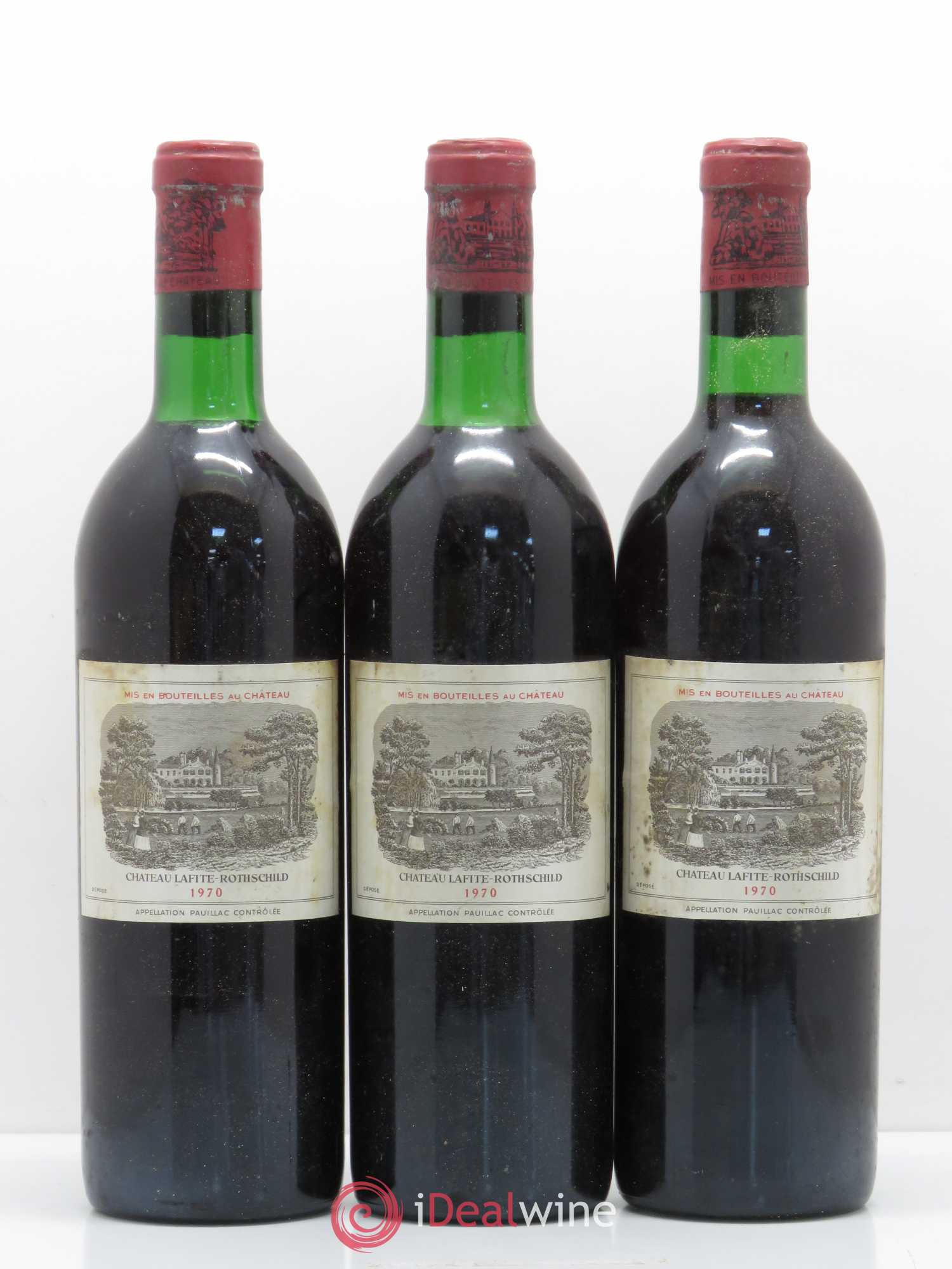 Château Lafite Rothschild 1er Grand Cru Classé 1970 - Lot de 3 bouteilles - 0