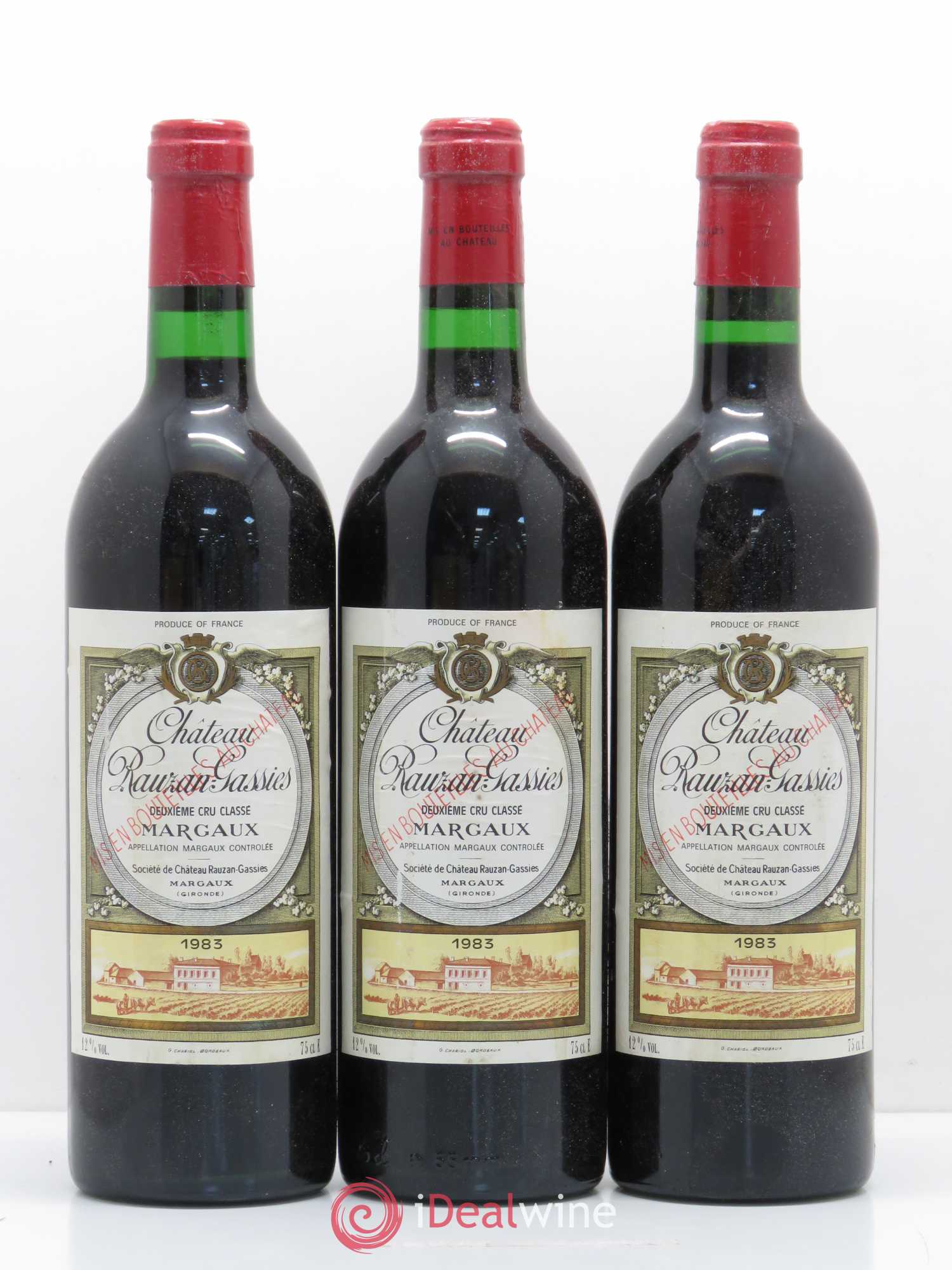 Château Rauzan-Gassies 2ème Grand Cru Classé 1983 - Lot de 3 bouteilles - 0