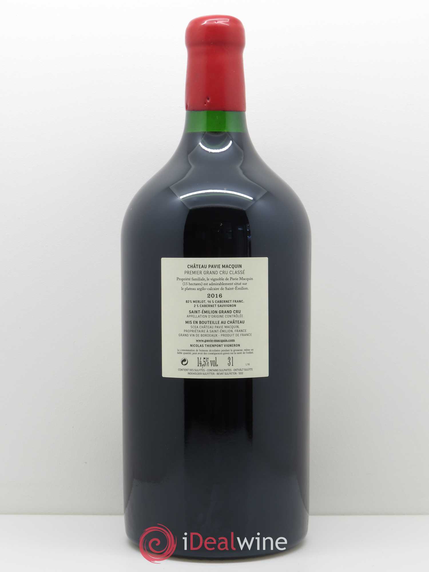 Château Pavie Macquin 1er Grand Cru Classé B 2016 - Lotto di 1 jéroboam - 1