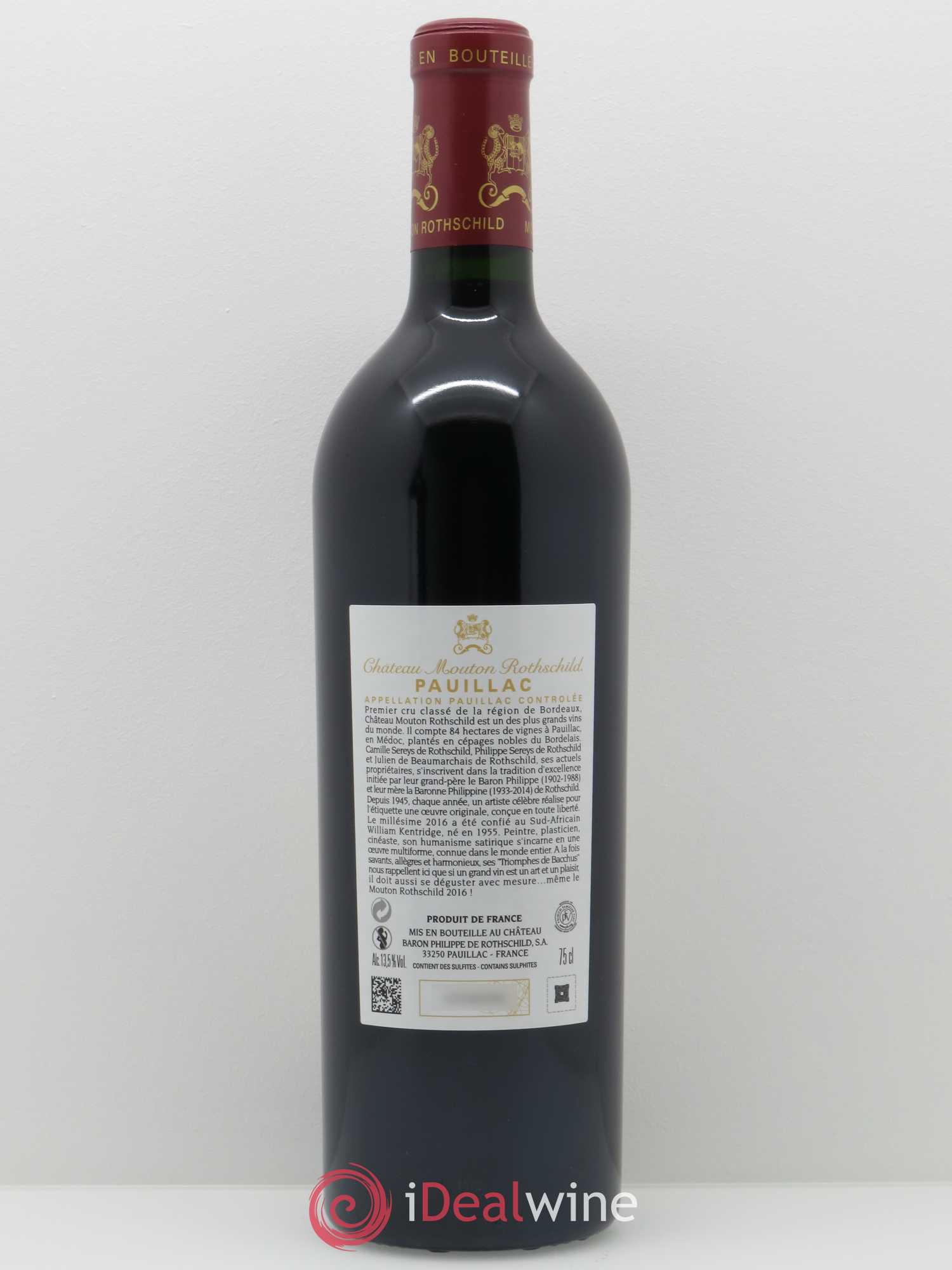 Château Mouton Rothschild 1er Grand Cru Classé (CBO à partir de 6 BTES) 2016 - Lot de 1 bouteille - 1