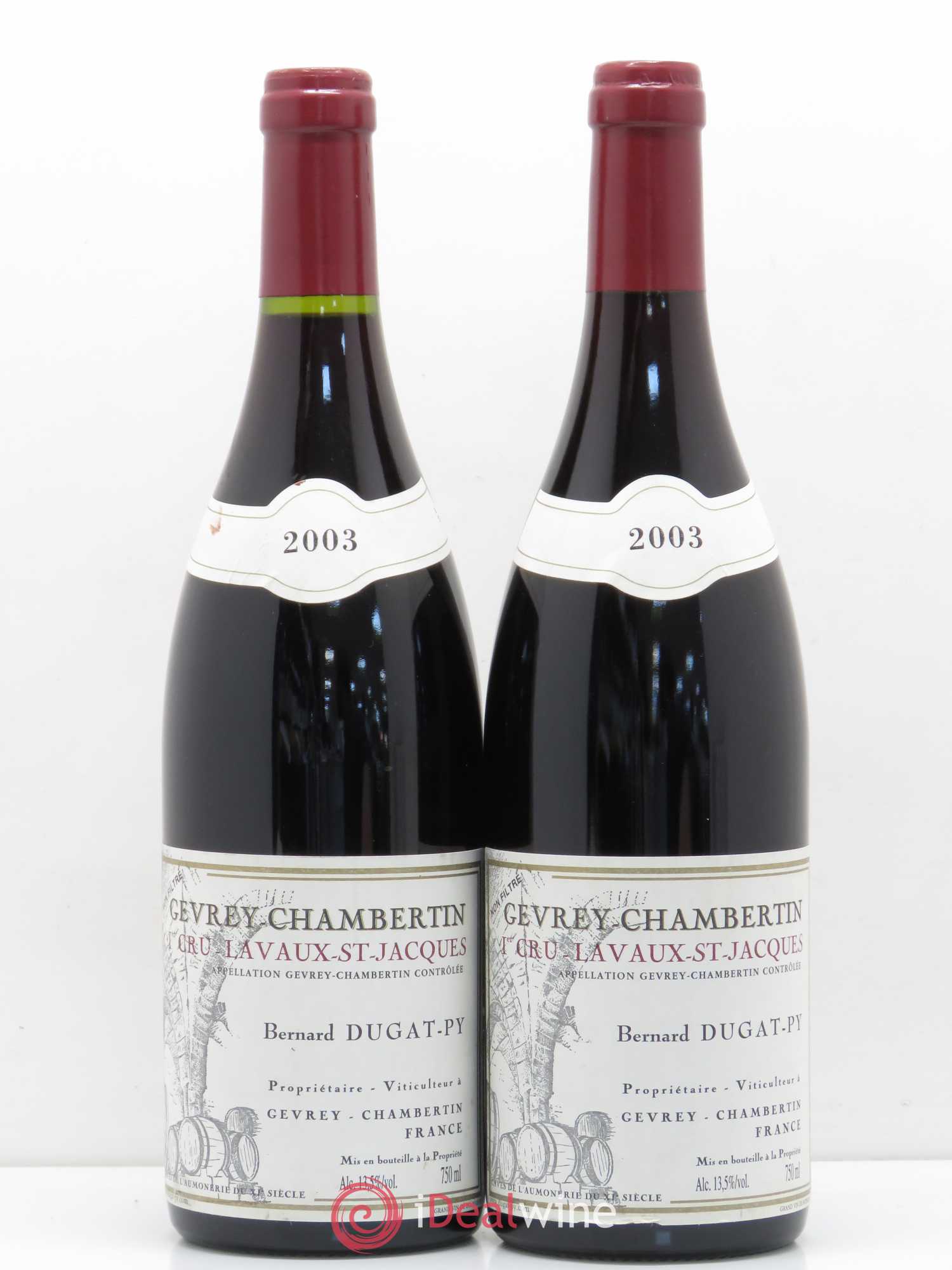 Gevrey-Chambertin 1er Cru Lavaux Saint Jacques Dugat-Py 2003 - Lot de 2 bouteilles - 0