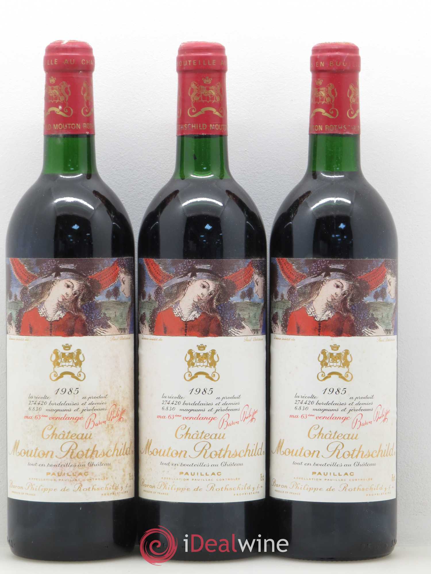 Château Mouton Rothschild 1er Grand Cru Classé 1985 - Lot de 12 bouteilles - 1