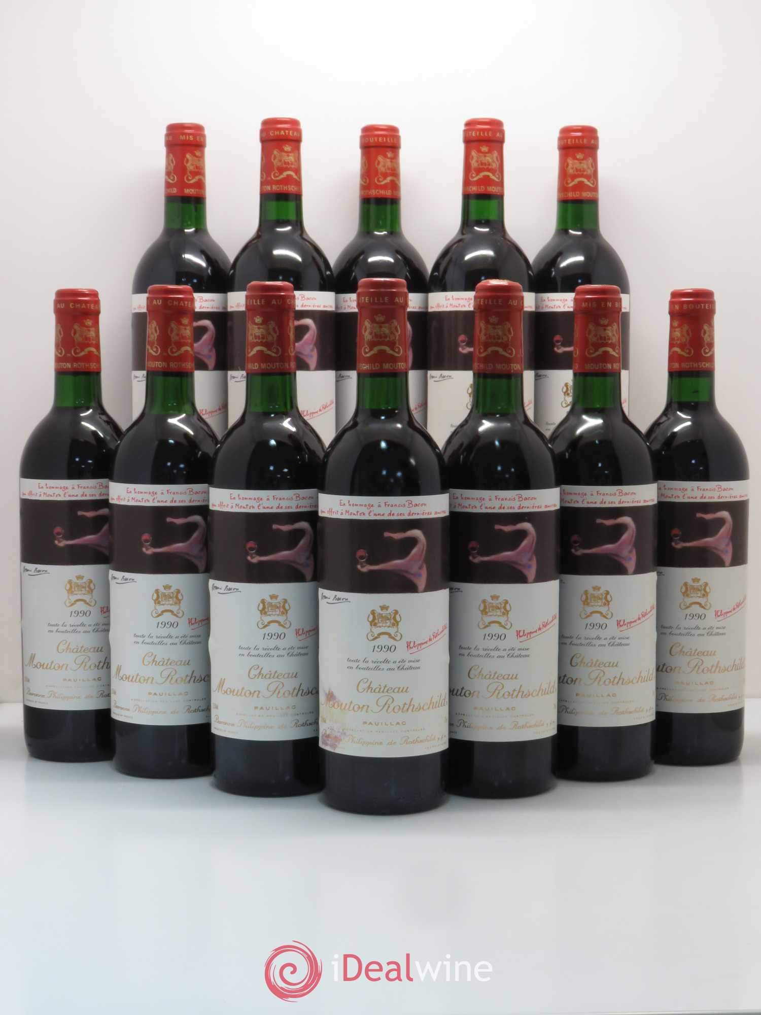 Château Mouton Rothschild 1er Grand Cru Classé 1990 - Lot de 12 bouteilles - 0