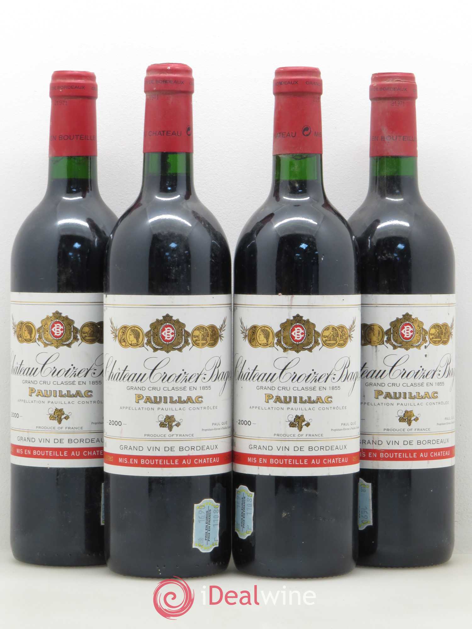 Château Croizet Bages 5ème Grand Cru Classé 2000 - Lot de 4 bouteilles - 0