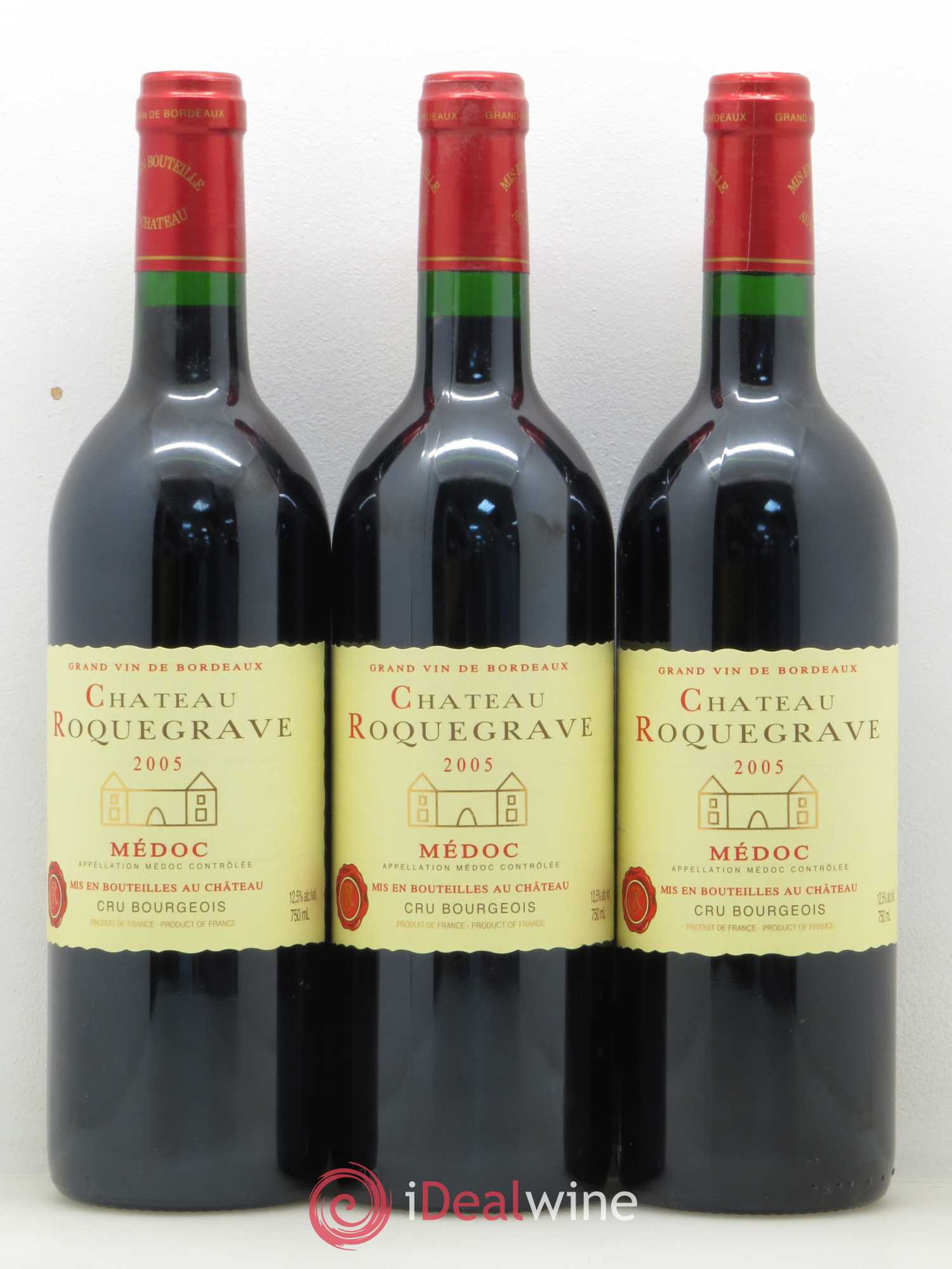Médoc Château Roquegrave 2005 - Lot de 3 bouteilles - 0