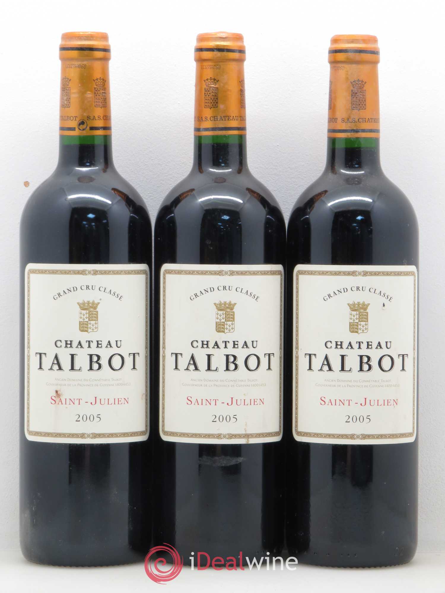 Château Talbot 4ème Grand Cru Classé 2005 - Lot de 3 bouteilles - 0