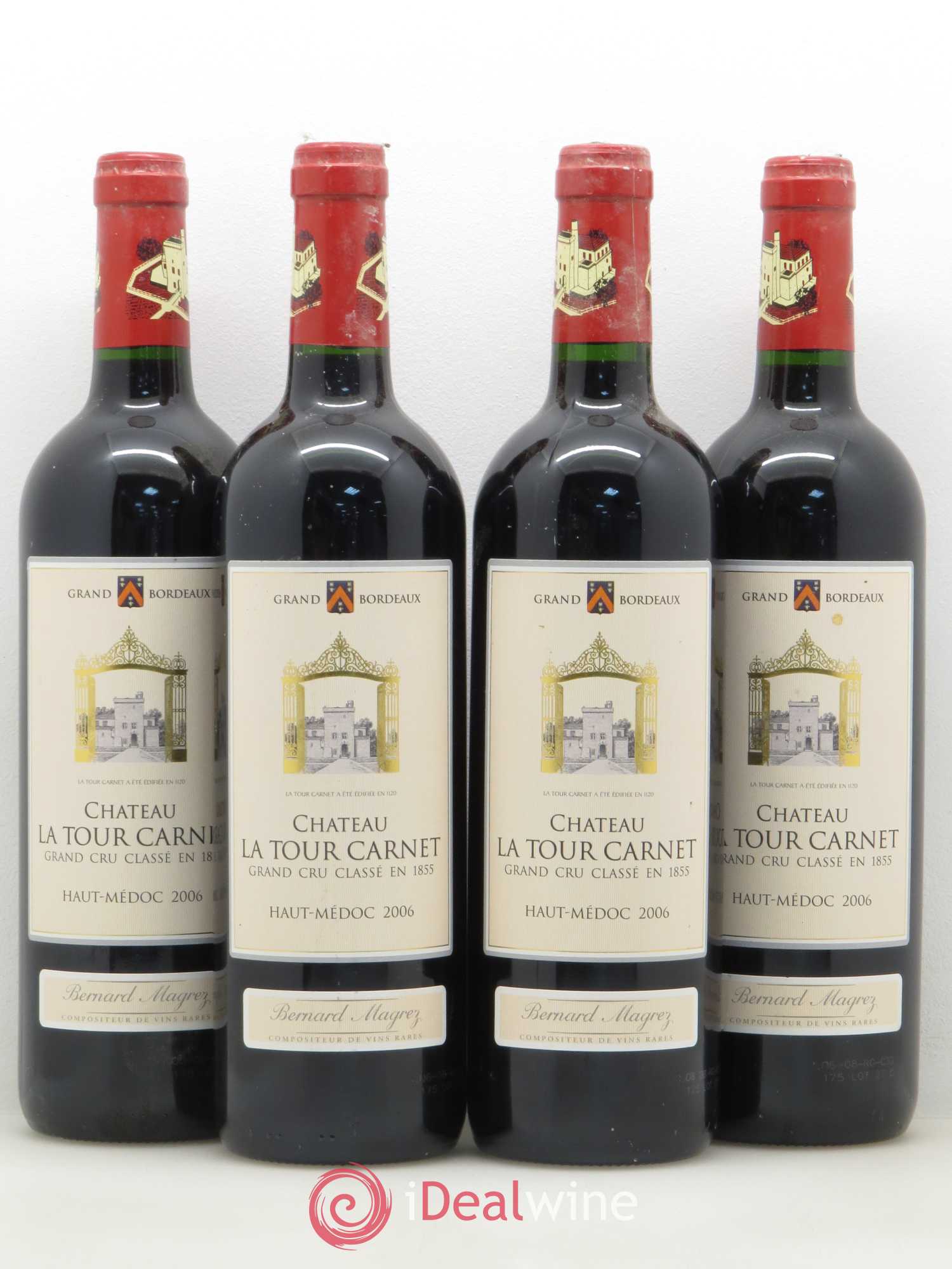 Château la Tour Carnet 4ème Grand Cru Classé 2006 - Lot de 4 bouteilles - 0