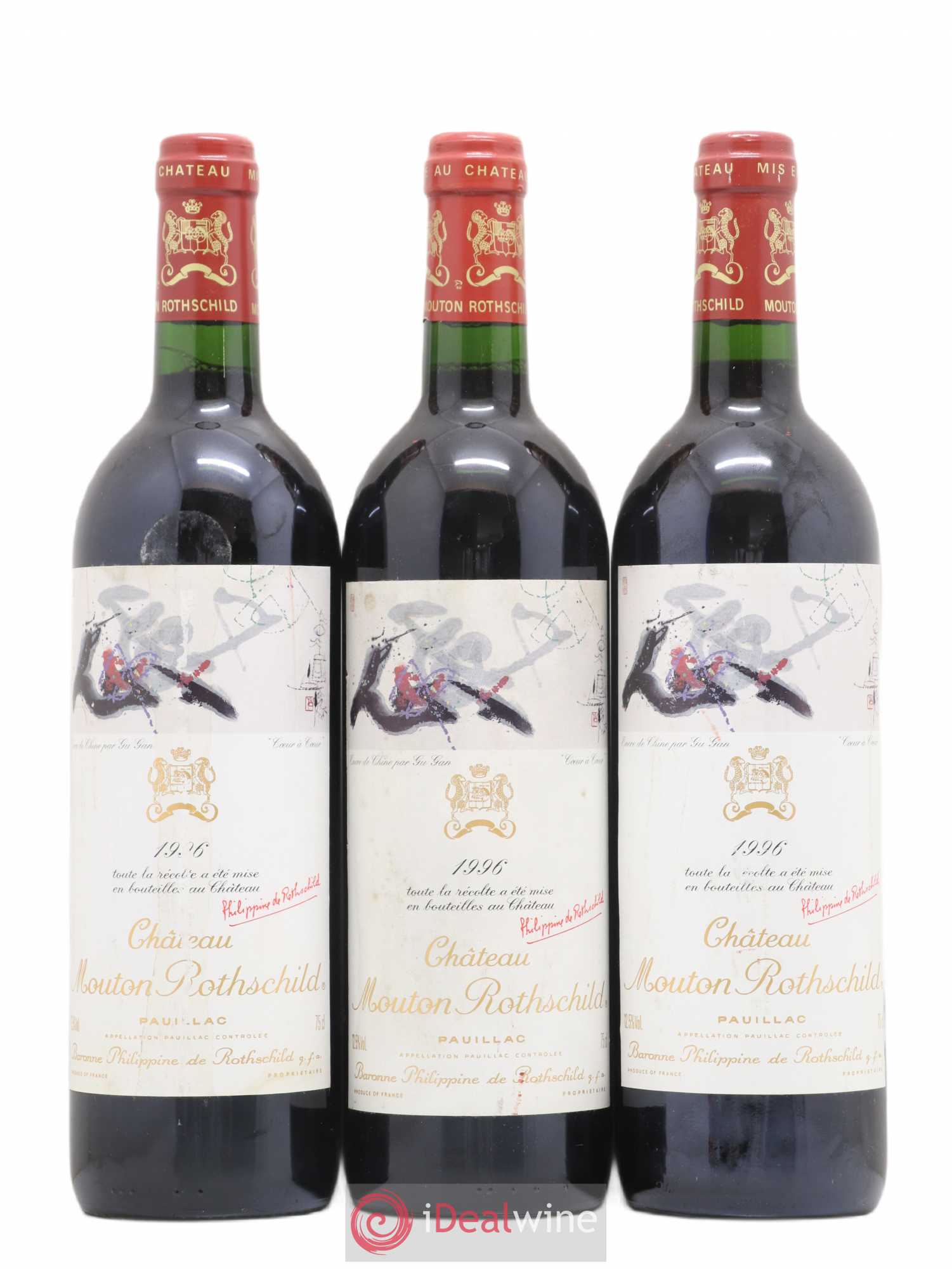 Château Mouton Rothschild 1er Grand Cru Classé 1996 - Lot de 3 bouteilles - 0