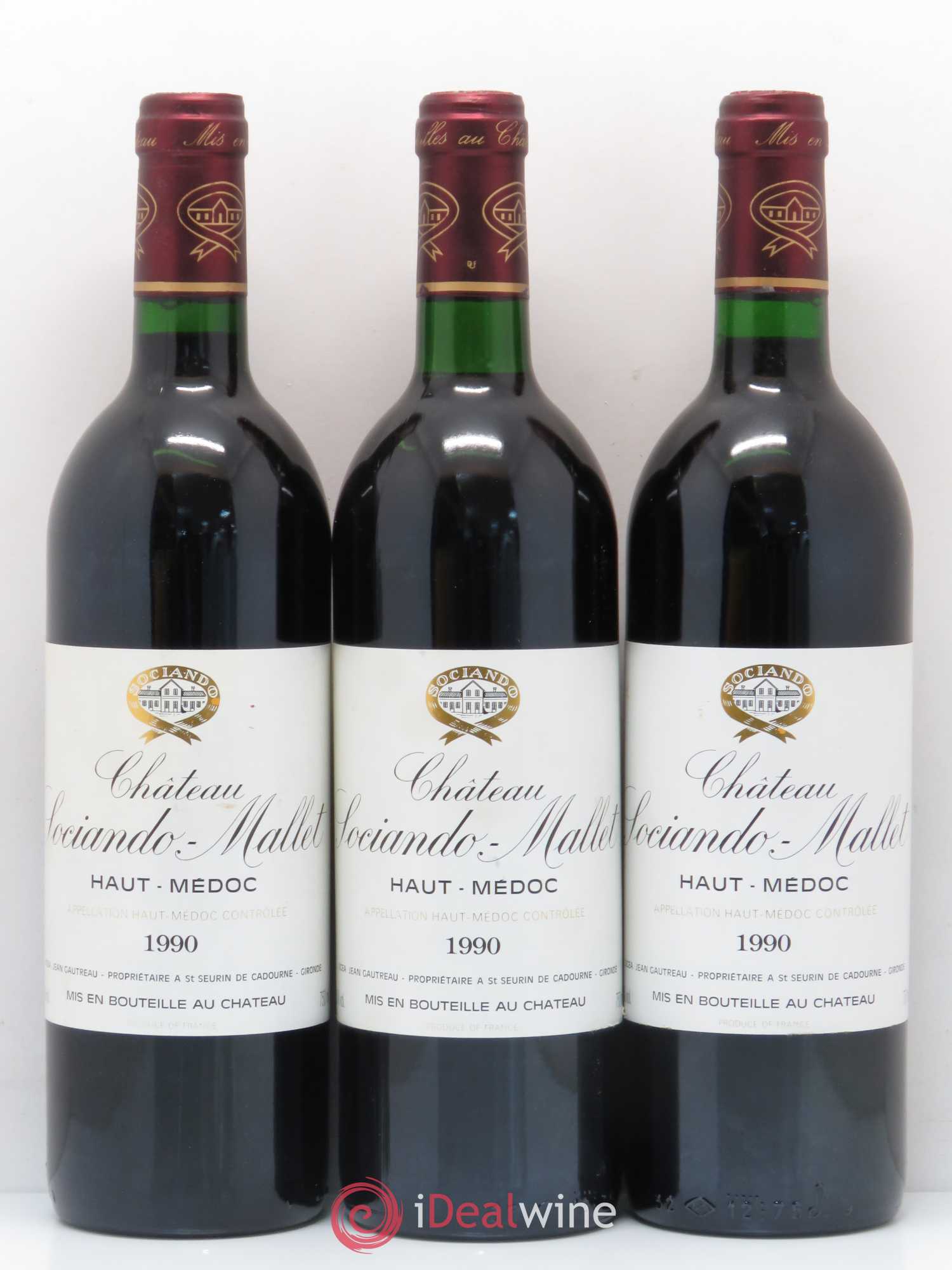 Château Sociando Mallet 1990 - Lot de 12 bouteilles - 1