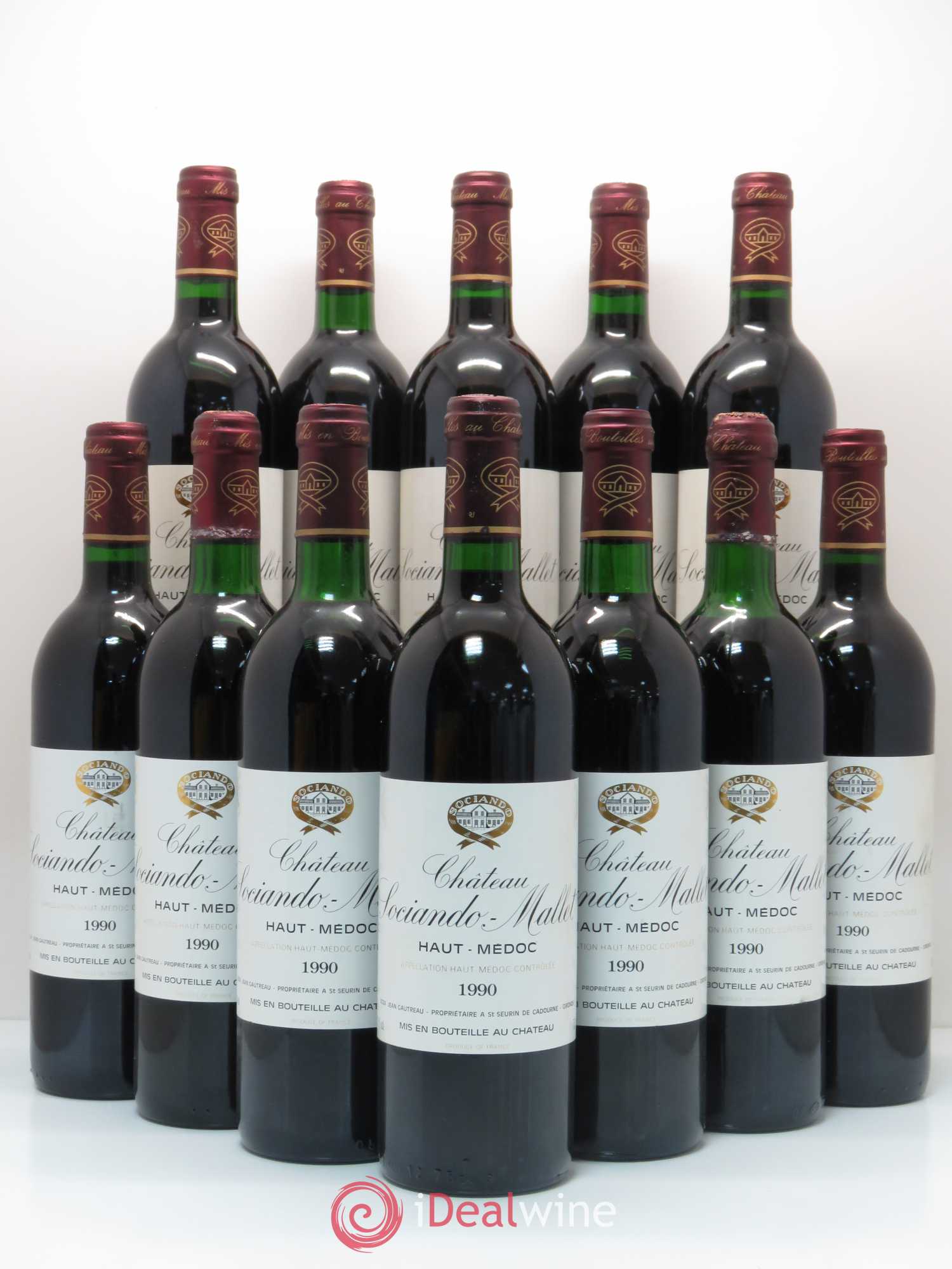 Château Sociando Mallet 1990 - Lot de 12 bouteilles - 0