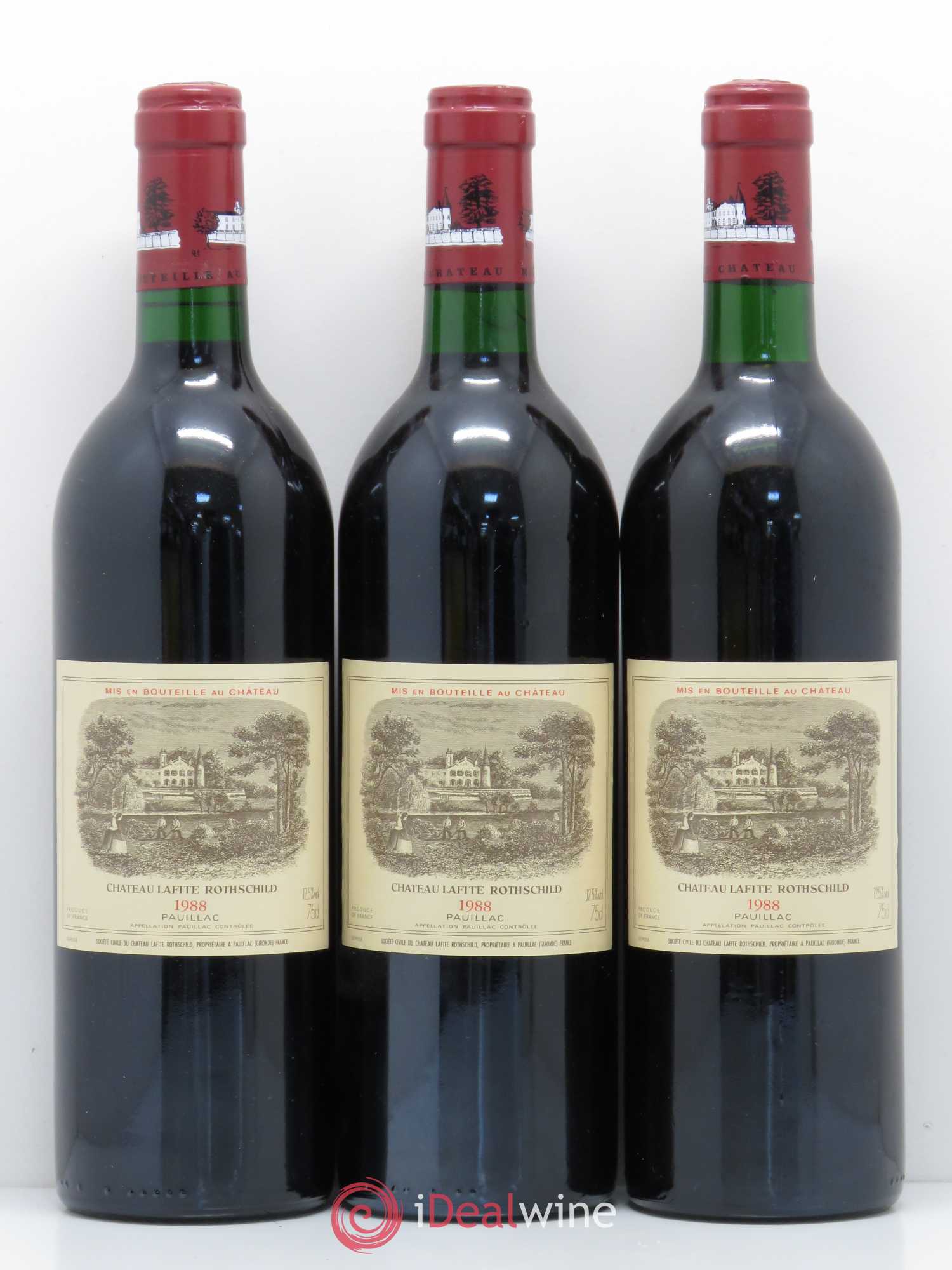 Château Lafite Rothschild 1er Grand Cru Classé 1988 - Lot de 3 bouteilles - 0