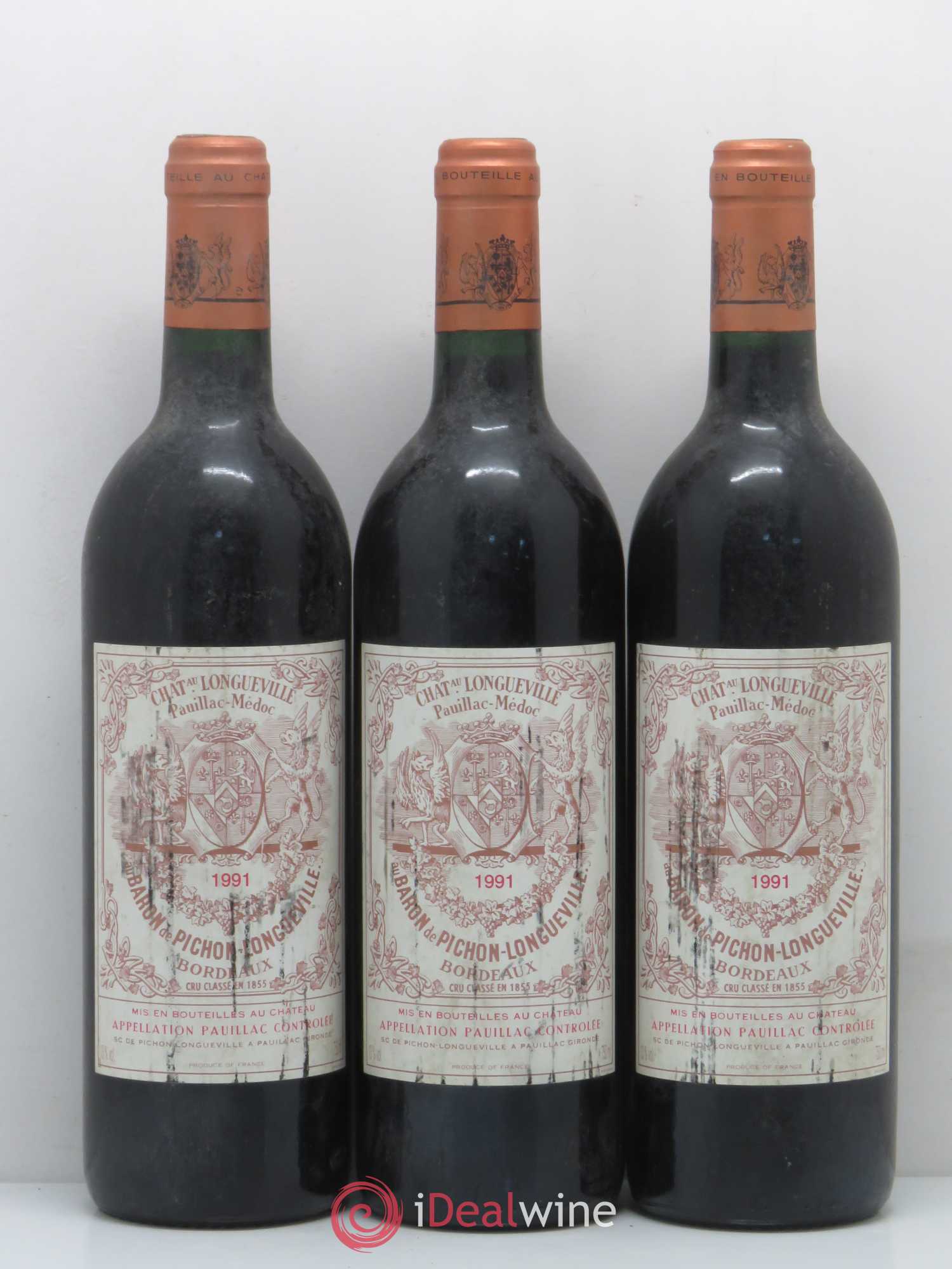 Pichon Longueville Baron 2ème Grand Cru Classé 1991 - Lotto di 3 bottiglie - 0