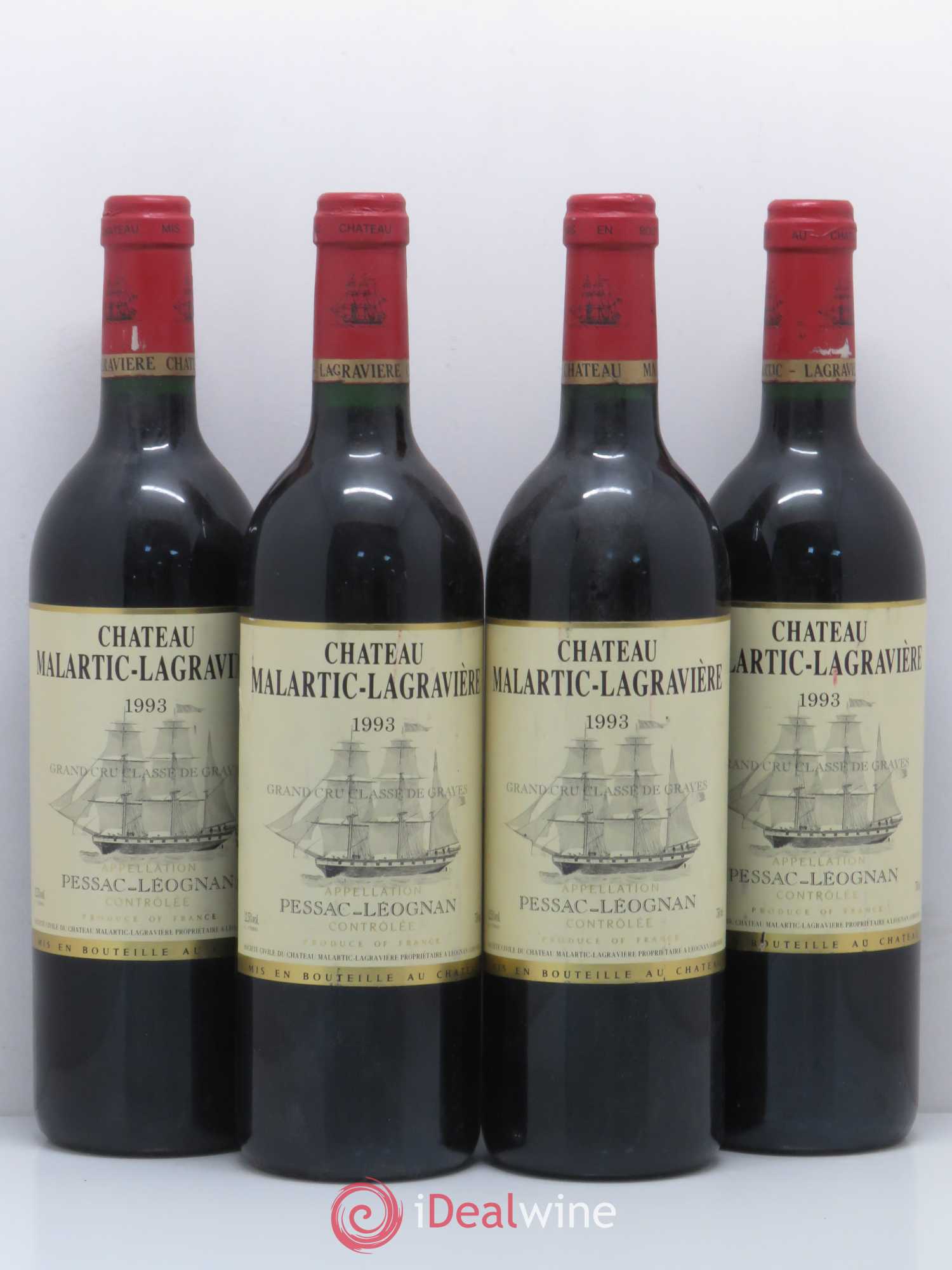 Château Malartic-Lagravière Cru Classé de Graves 1993 - Lot de 4 bouteilles - 0