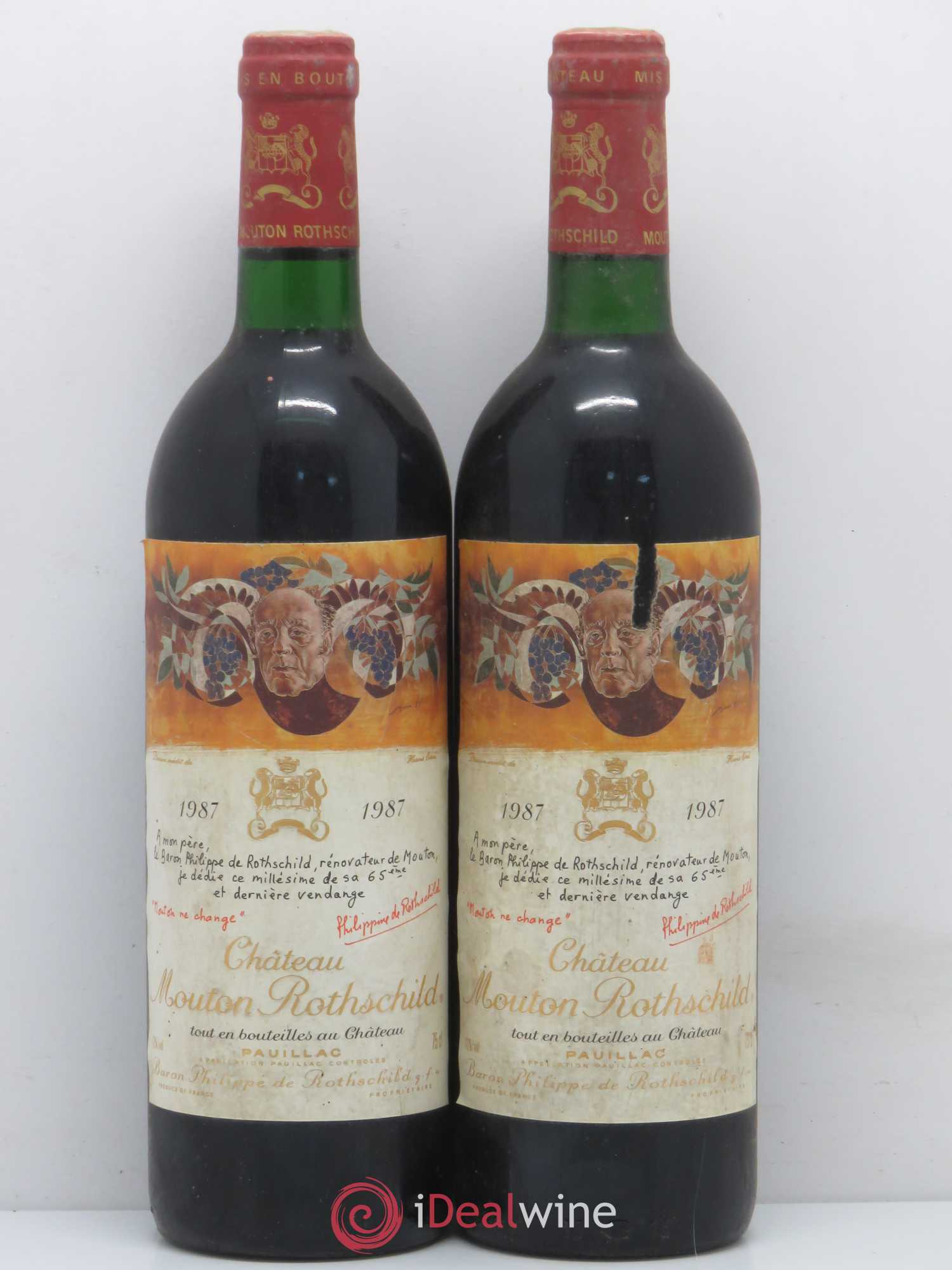 Château Mouton Rothschild 1er Grand Cru Classé 1987 - Lot de 2 bouteilles - 0