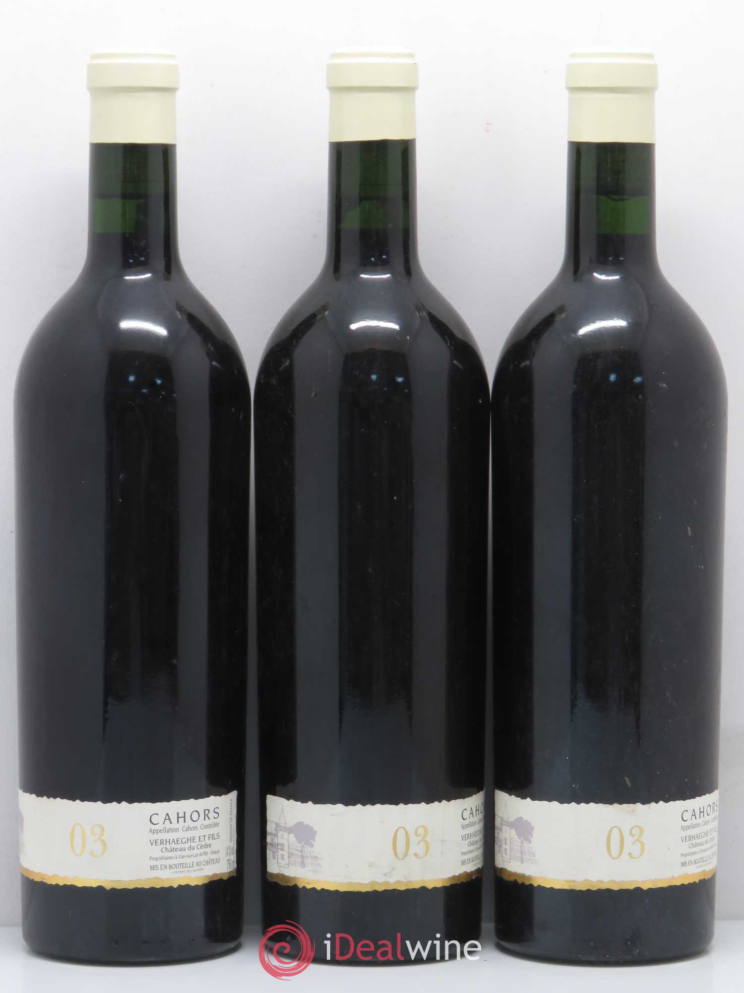 Cahors Château du Cèdre Pascal et Jean-Marc Verhaeghe Cuvée G C 2003 - Lot de 3 bouteilles - 1