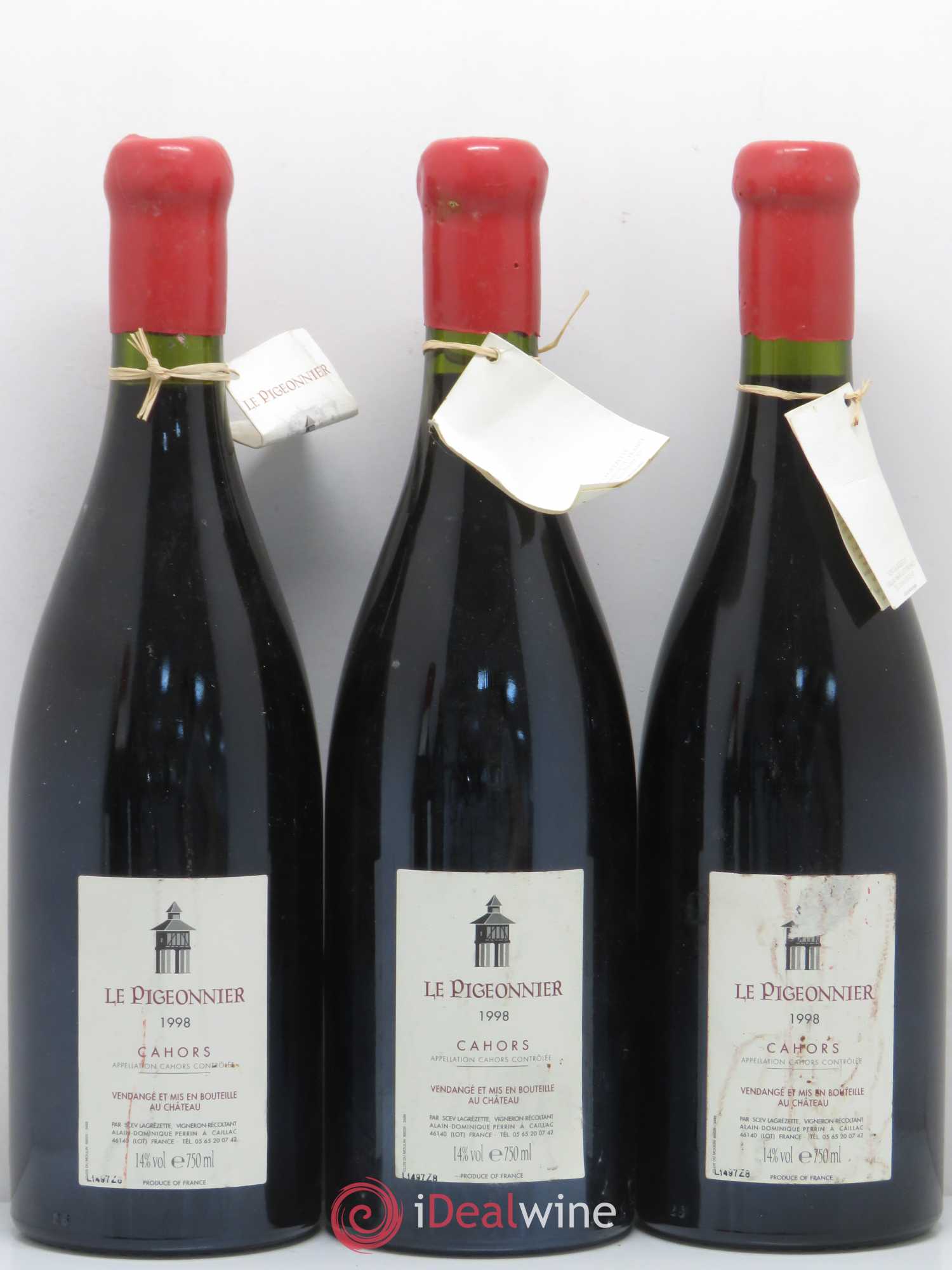 Cahors Château Lagrezette Le Pigeonnier Alain Dominique Perrin 1998 - Lot de 5 bouteilles - 2