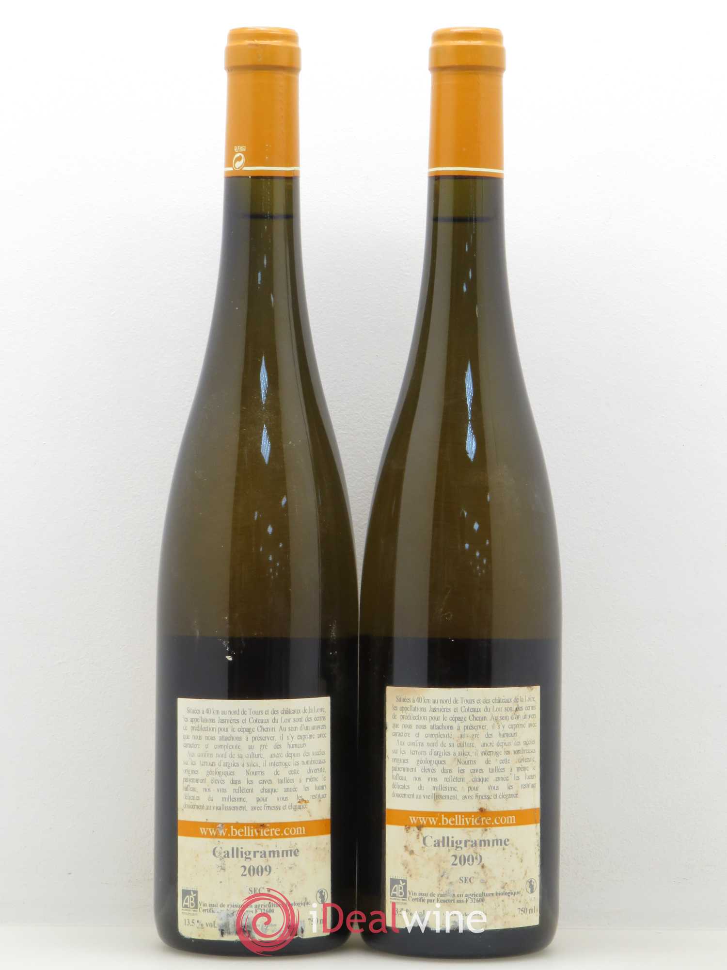 Jasnières Calligramme Domaine de Bellivière 2009 - Lot de 2 bouteilles - 1