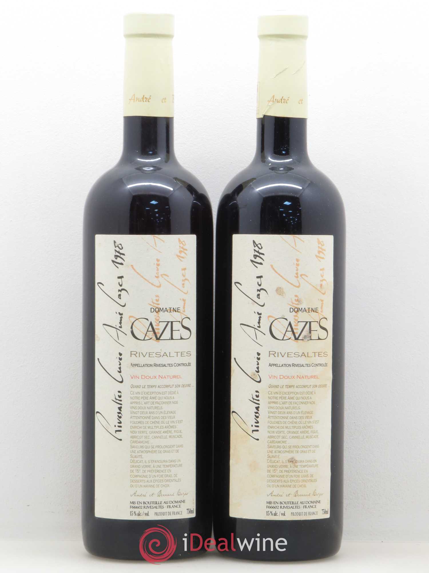 Rivesaltes Aimé Cazes 1978 - Posten von 2 Flaschen - 0