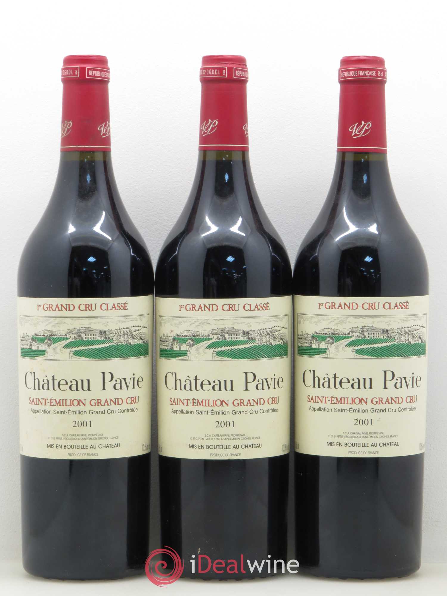 Château Pavie 1er Grand Cru Classé A 2001 - Lot de 3 bouteilles - 0
