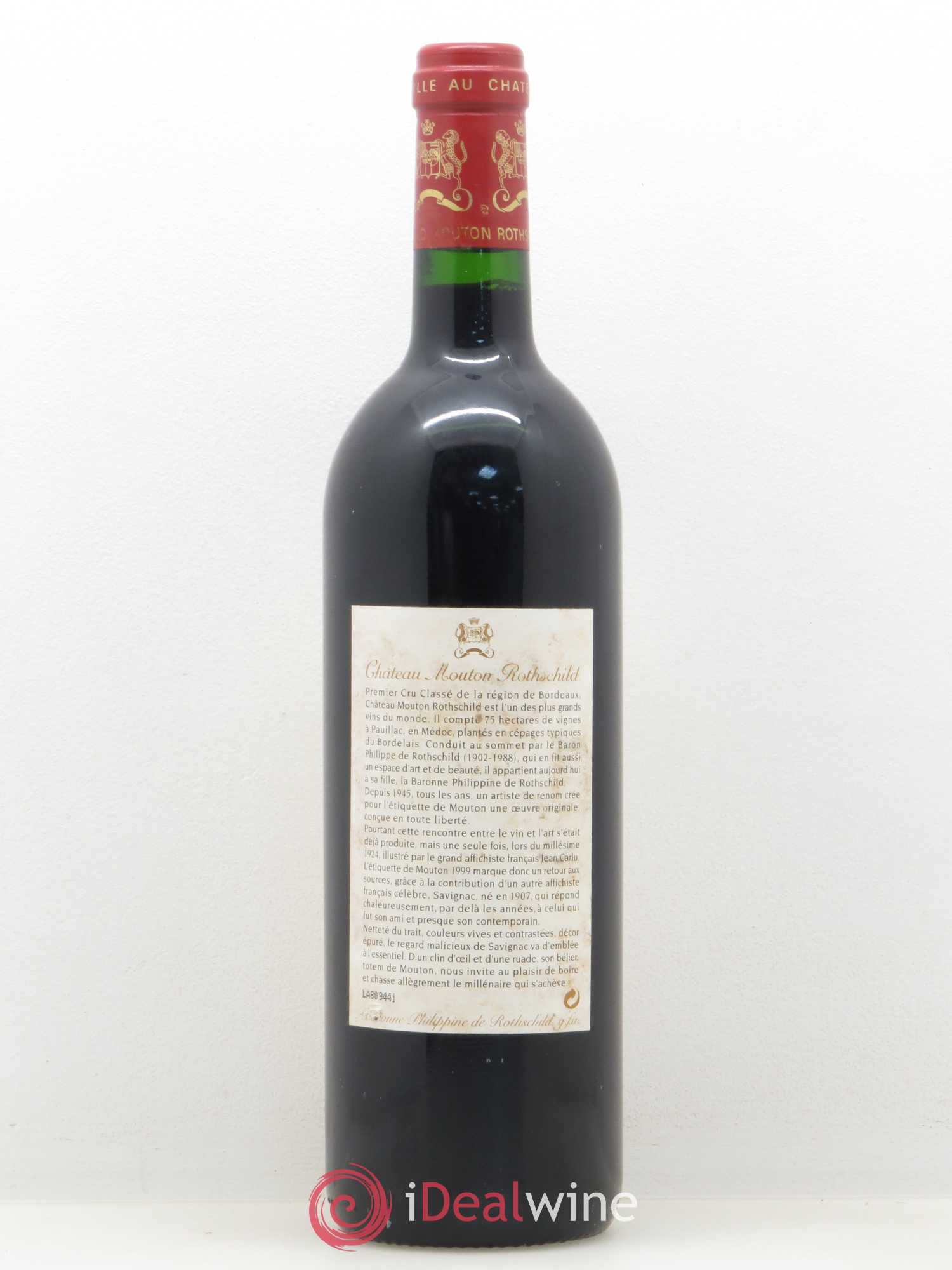 Château Mouton Rothschild 1er Grand Cru Classé 1999 - Lot de 1 bouteille - 1