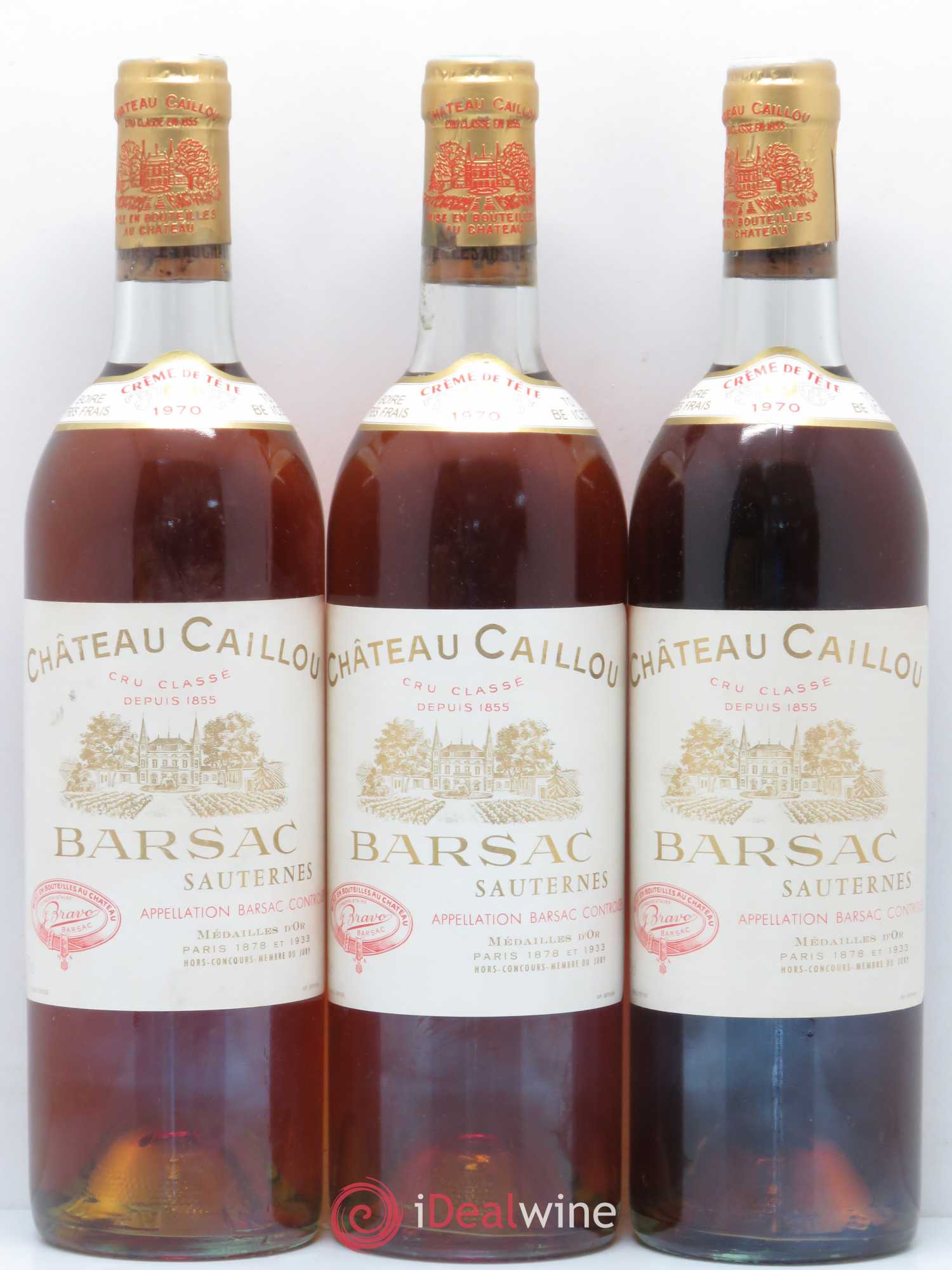 Château Caillou - Crème de Tête 2ème Grand Cru Classé 1970 - Lotto di 3 bottiglie - 0