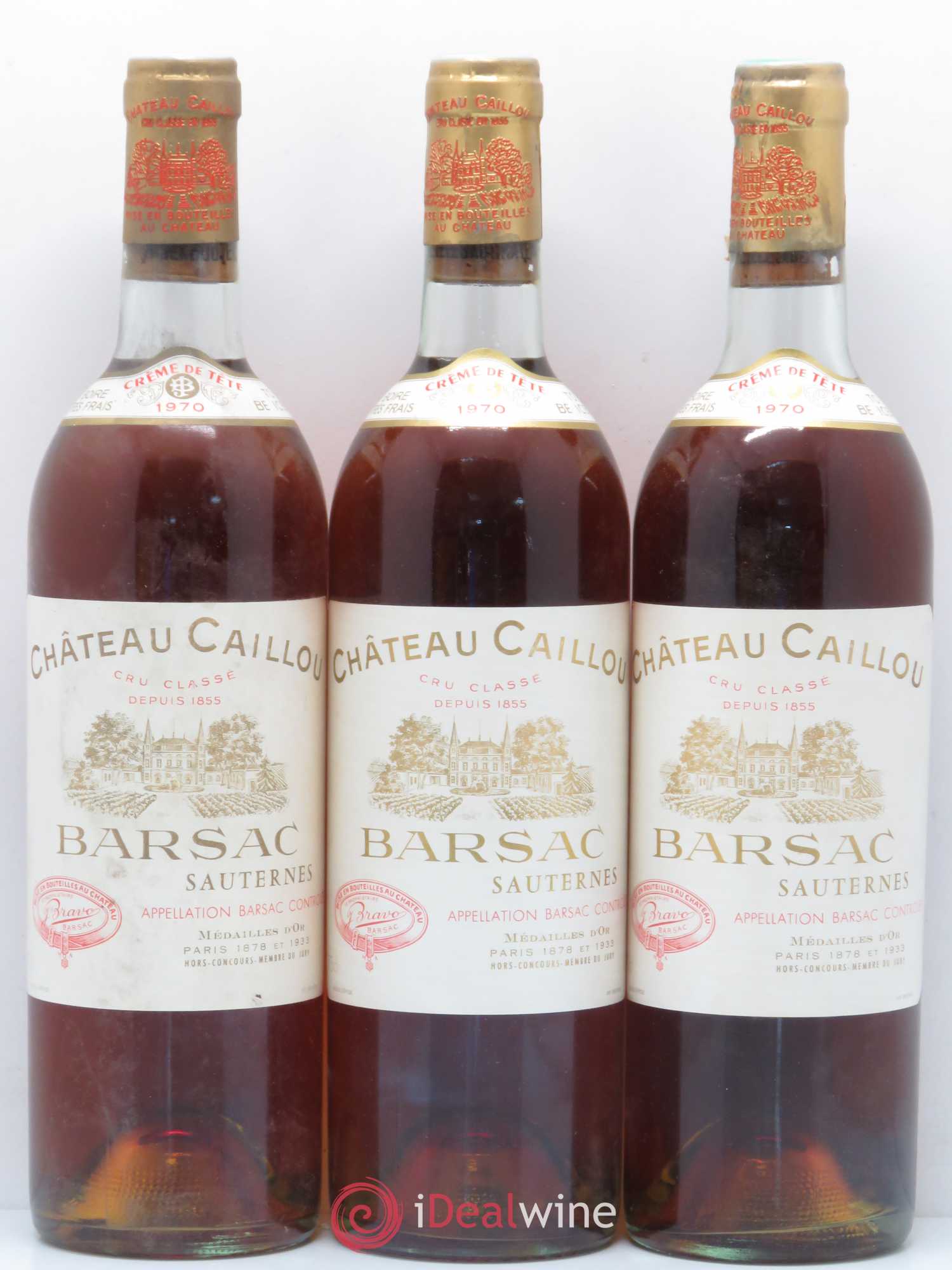 Château Caillou - Crème de Tête 2ème Grand Cru Classé 1970 - Lotto di 3 bottiglie - 0