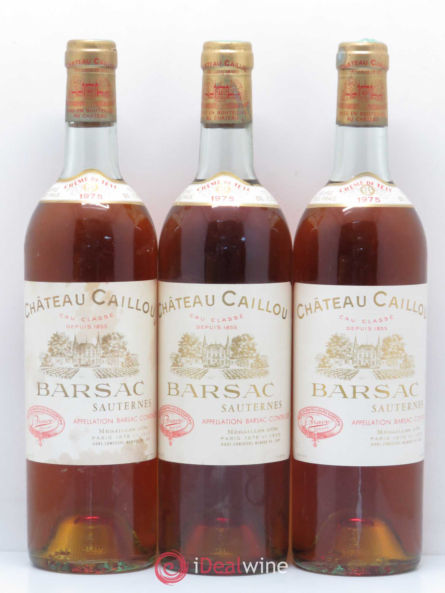 Château Caillou - Crème de Tête 2ème Grand Cru Classé 1975 - Lotto di 3 bottiglie - 0