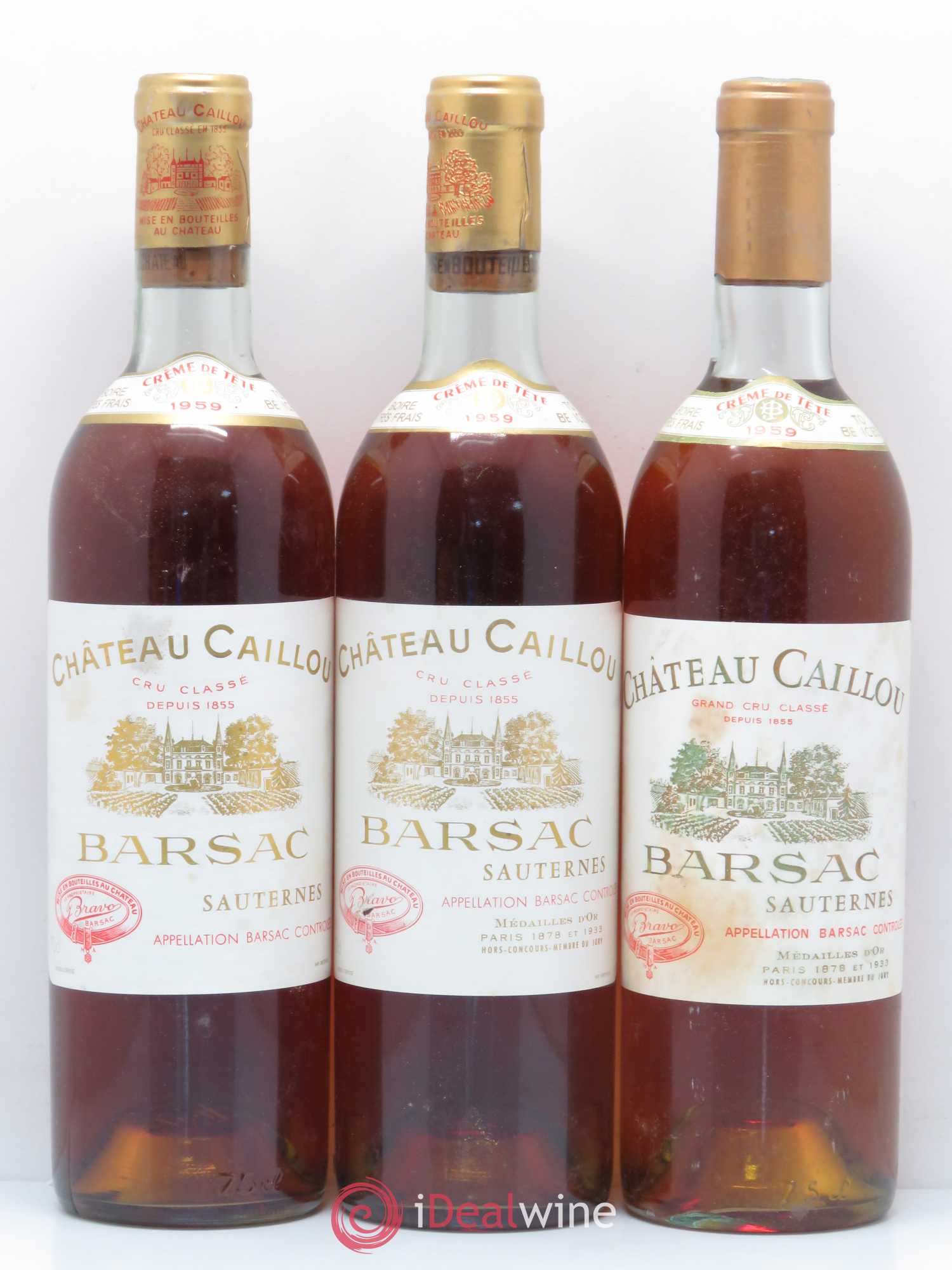 Château Caillou - Crème de Tête 2ème Grand Cru Classé 1959 - Lotto di 3 bottiglie - 0