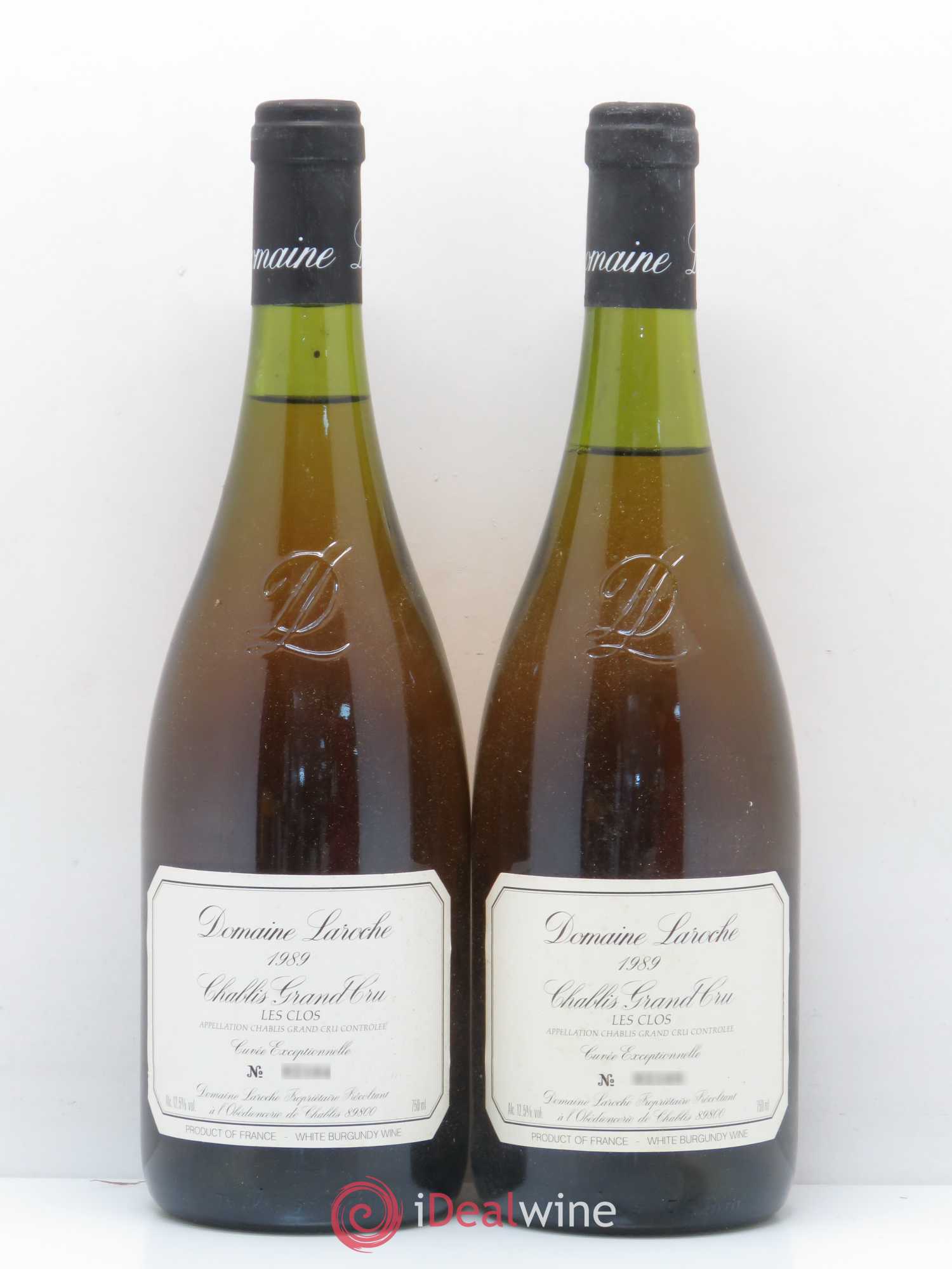 Chablis Grand Cru Les Clos Domaine Laroche 1989 - Lot de 2 bouteilles - 0