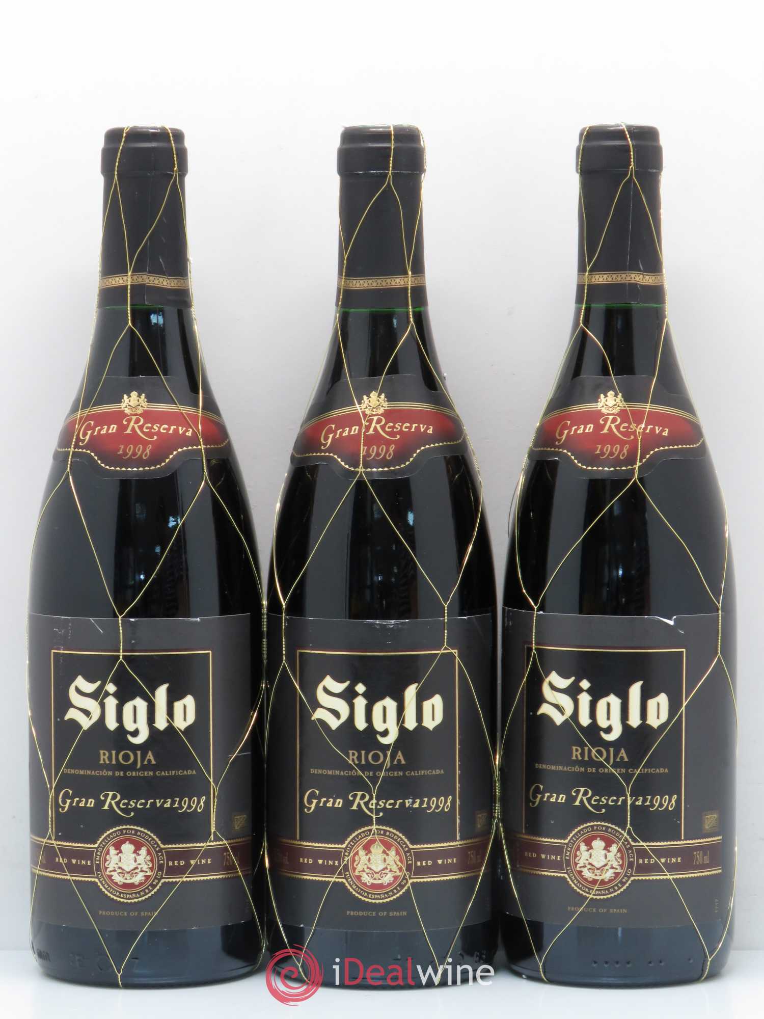 Rioja DOCA Bodegas Age Siglo Gran Reserva 1998 - Lot de 3 bouteilles - 0