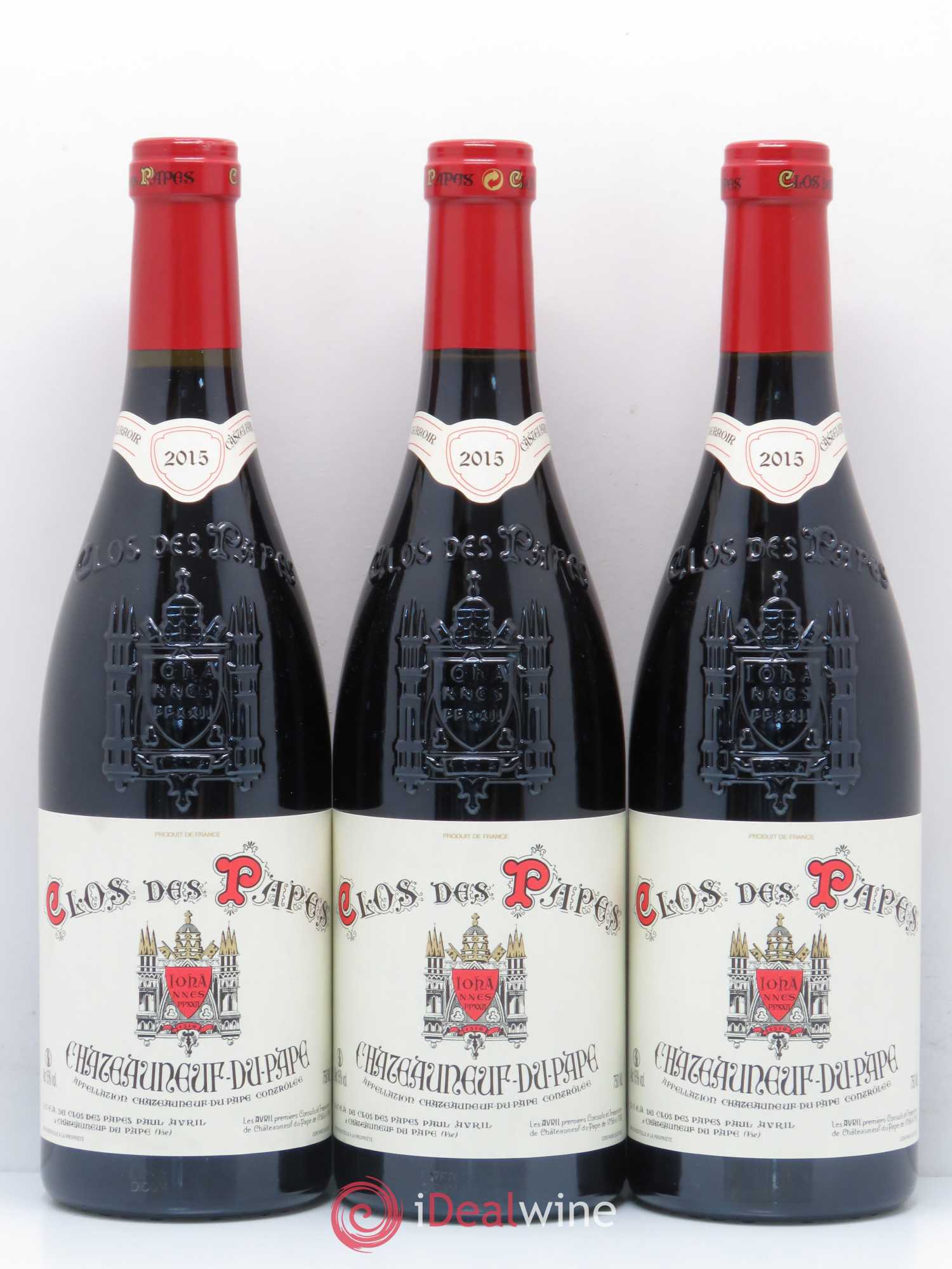 Châteauneuf-du-Pape Clos des Papes - Paul Avril 2015 - Lot de 3 bouteilles - 0