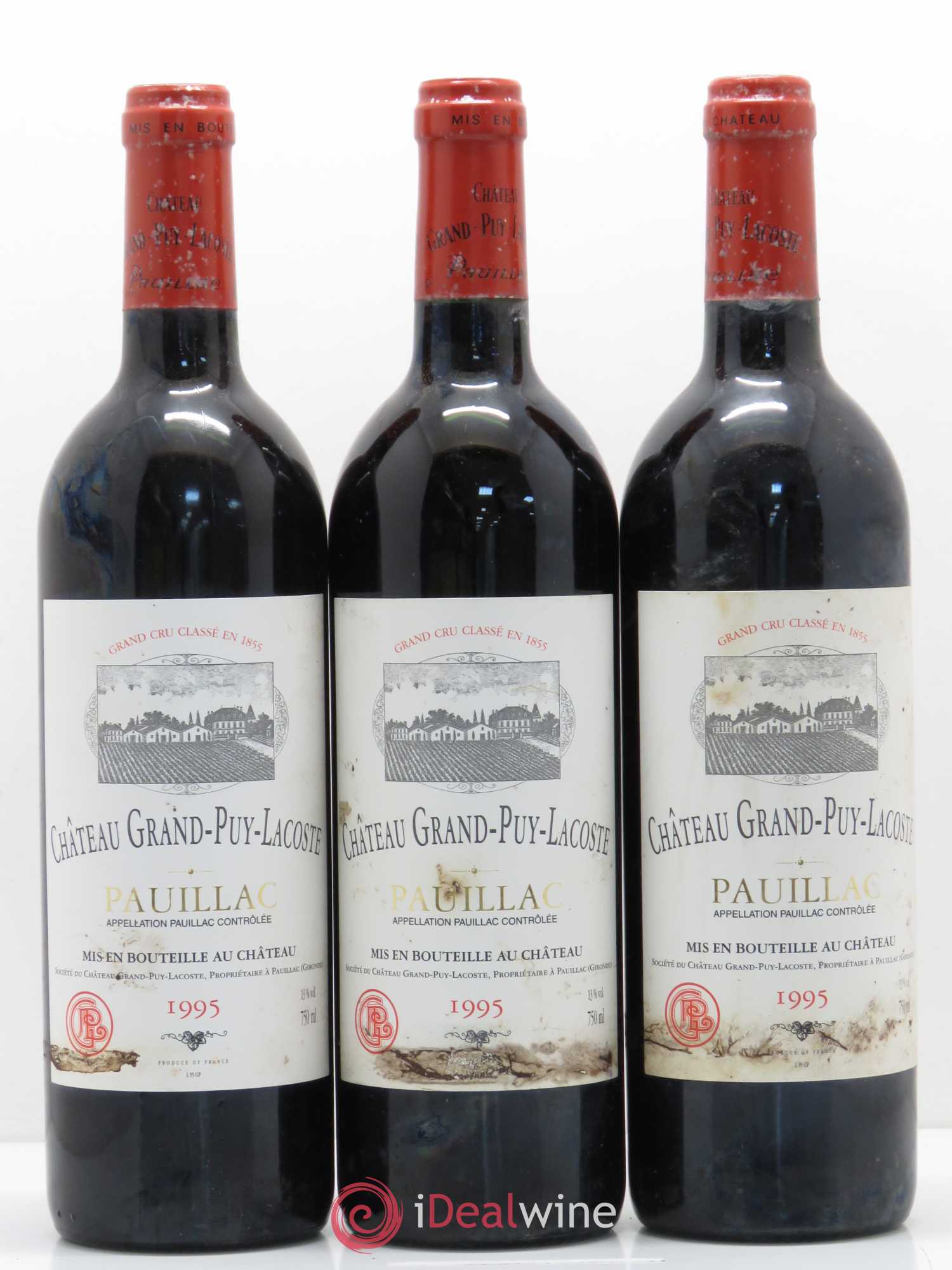 Château Grand Puy Lacoste 5ème Grand Cru Classé 1995 - Lot de 3 bouteilles - 0