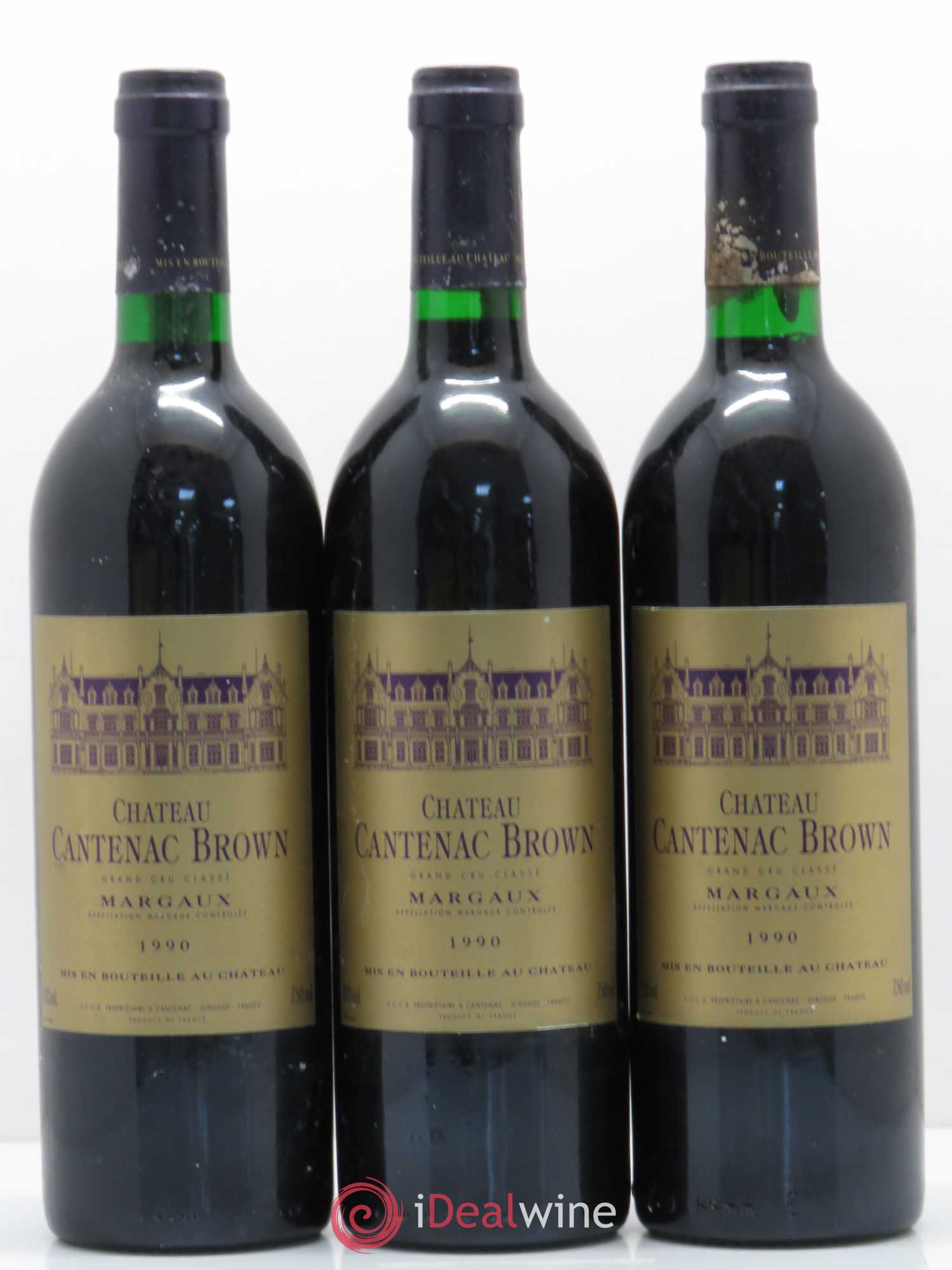 Château Cantenac Brown 3ème Grand Cru Classé 1990 - Lot de 3 bouteilles - 0