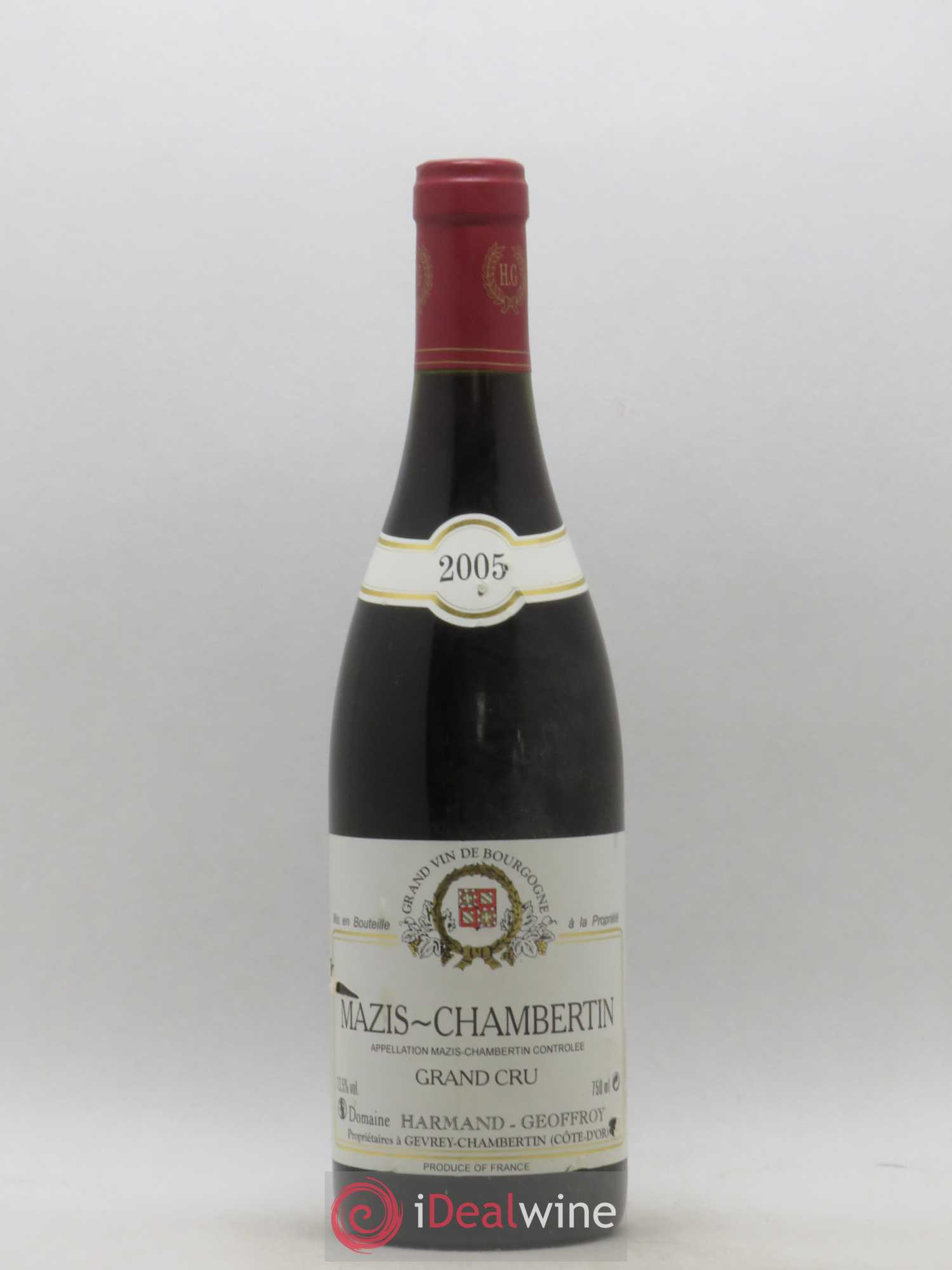 Mazis-Chambertin Grand Cru Harmand-Geoffroy (Domaine) 2005 - Lot de 1 bouteille - 0