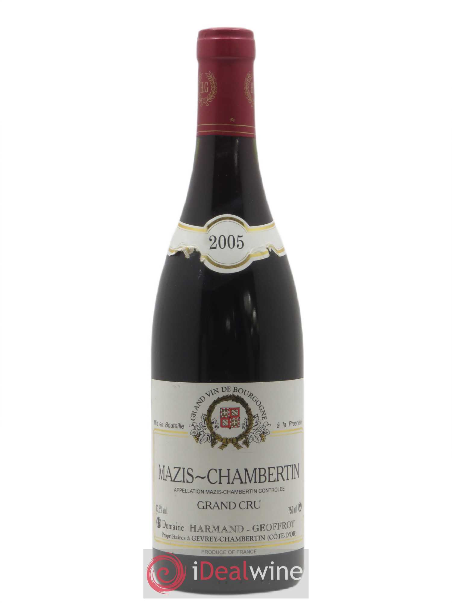 Mazis-Chambertin Grand Cru Harmand-Geoffroy (Domaine) 2005 - Lot de 1 bouteille - 0