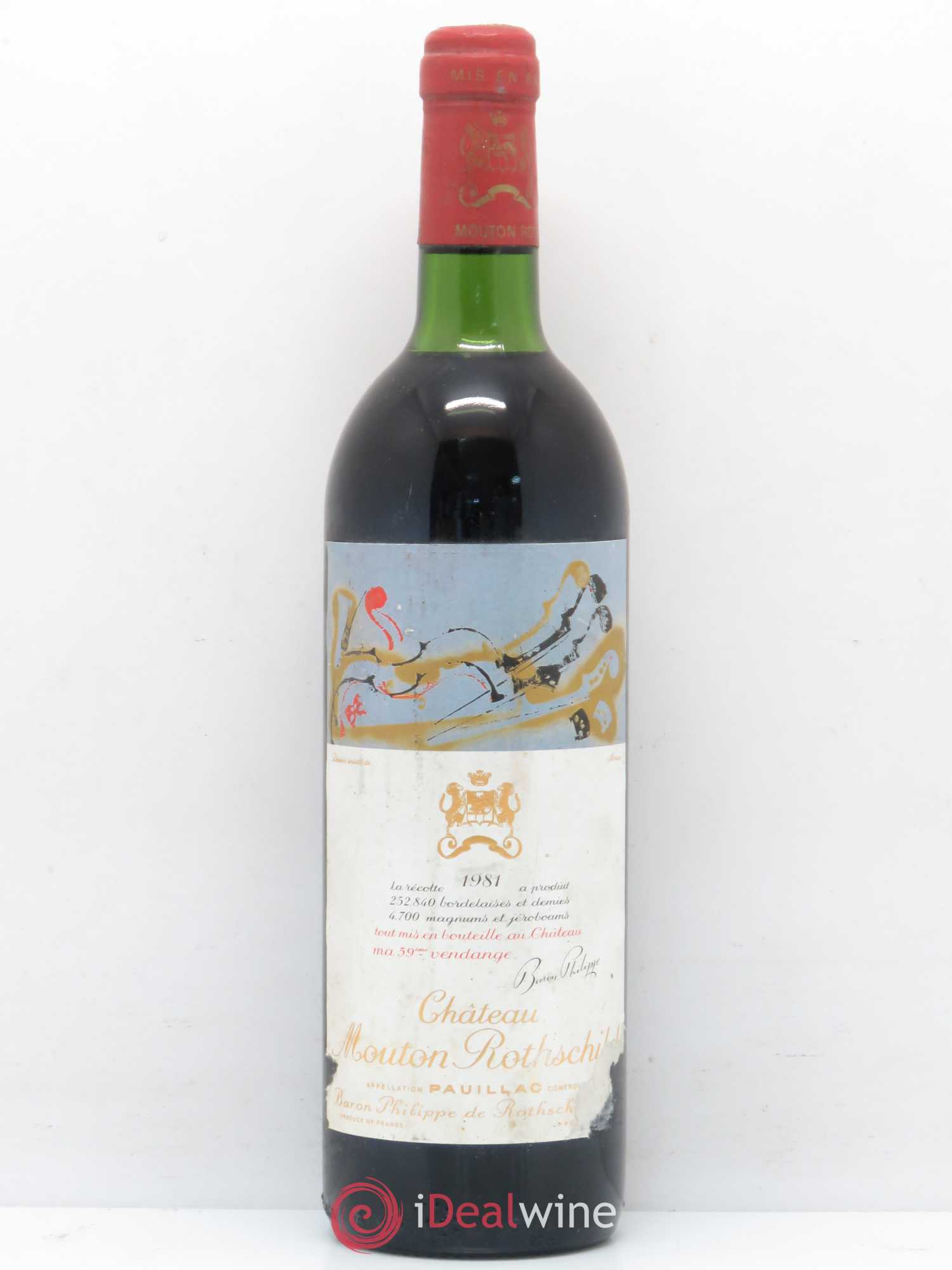 Château Mouton Rothschild 1er Grand Cru Classé 1981 - Lot de 1 bouteille - 0